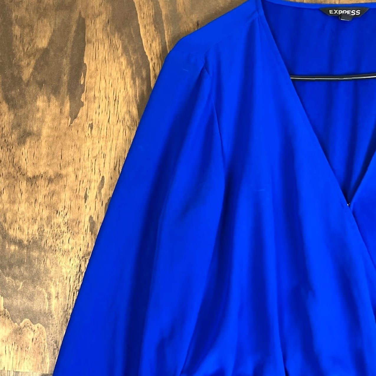 Express VINTAGE Express Dress Blue V-Neck Long Sleeve Midi Runched Waist Lined XL Size M / US 6-8 / IT 42-44 - 4 Thumbnail