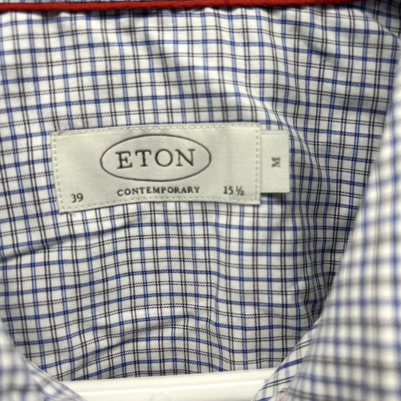 Eton Eton Dress Shirt Mens Medium Blue Check Slim Fit Long Sleeve Button Front Shirt Size 40R - 6 Thumbnail