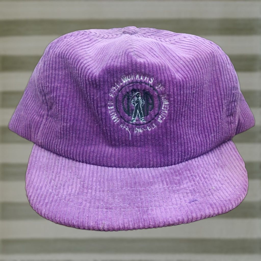 Vintage VINTAGE United Steel Workers Of America Logo Corduroy Purple Snapback Trucker Hat Size ONE SIZE - 1 Thumbnail