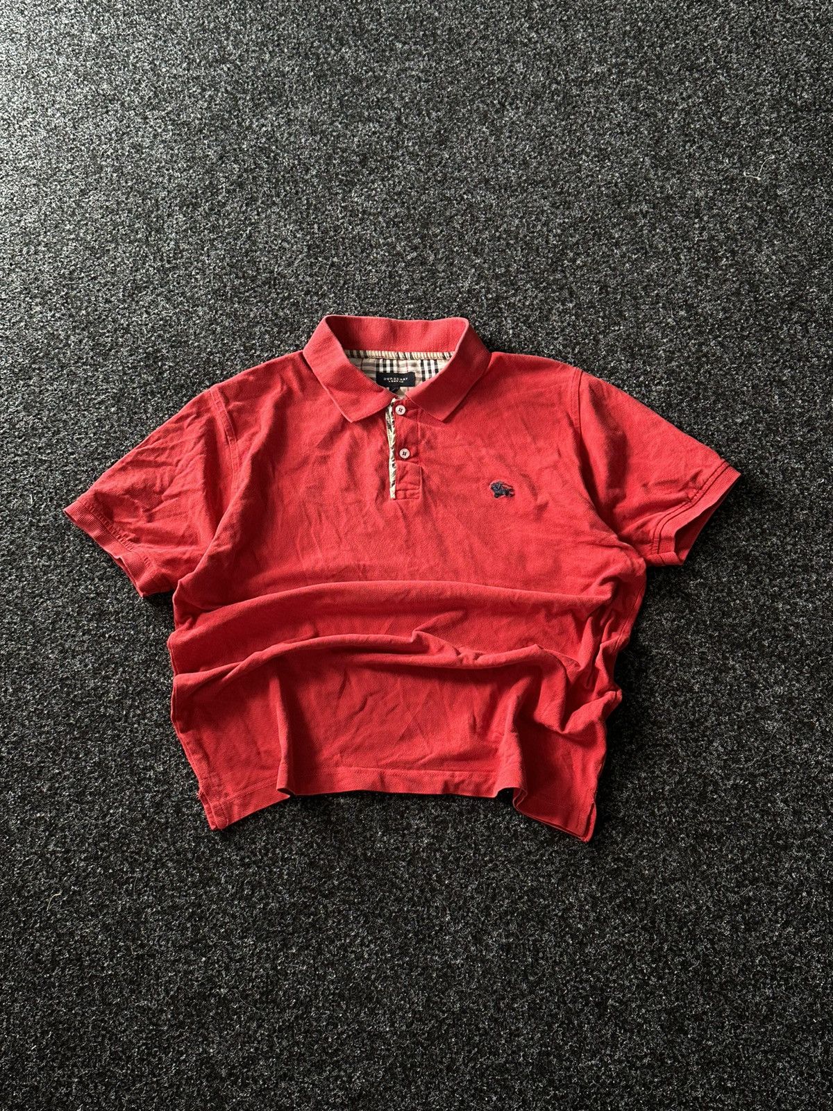 Burberry × Designer 🚨Burberry RED Polos Tee Logo Nova Check Inner Rare black Size US L / EU 52-54 / 3 - 1 Thumbnail