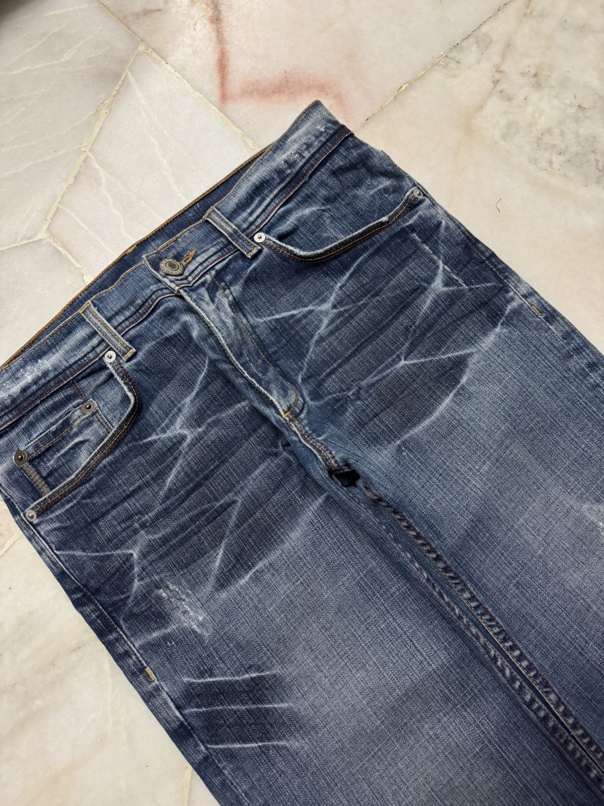 Armani Exchange 💥FLARED💥90s ARMANI EXCHANGE CLAWMARK SICK JEANS DISTRESS Size US 30 / EU 46 - 4 Thumbnail