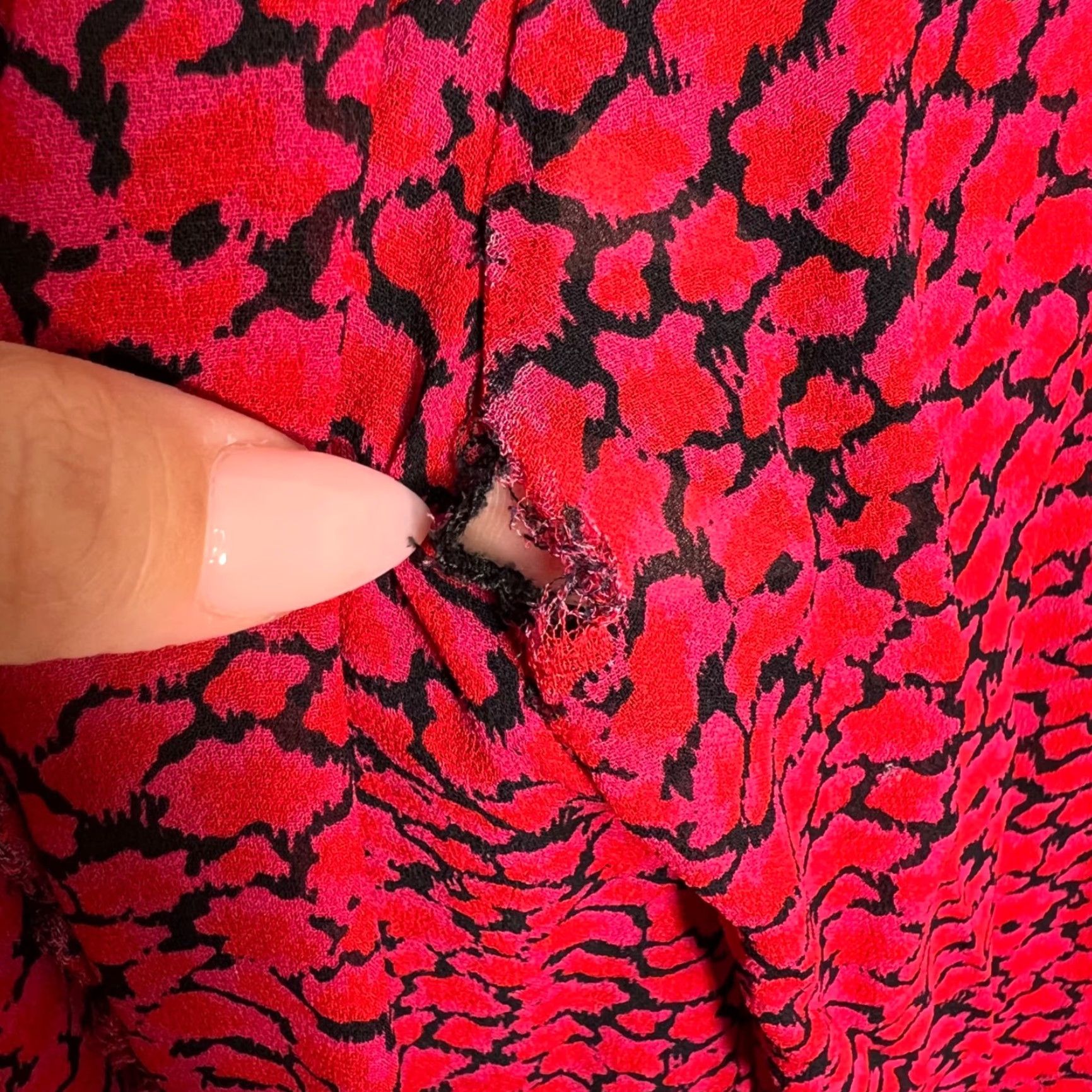 Karina Grimaldi KARINA GRIMALDI Red Animal Print Mini Dress Womens XS Long Sleeve Ruffle Hem Size XS / US 0-2 / IT 36-38 - 7 Thumbnail