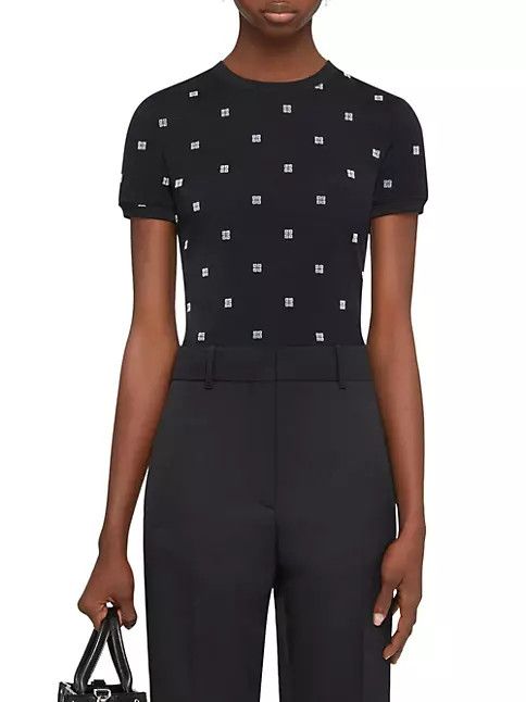 Givenchy o1srvl11e0924 Double Layered Slim Fit T-Shirt 4G Tulle Black Size L / US 10 / IT 46 - 3 Thumbnail