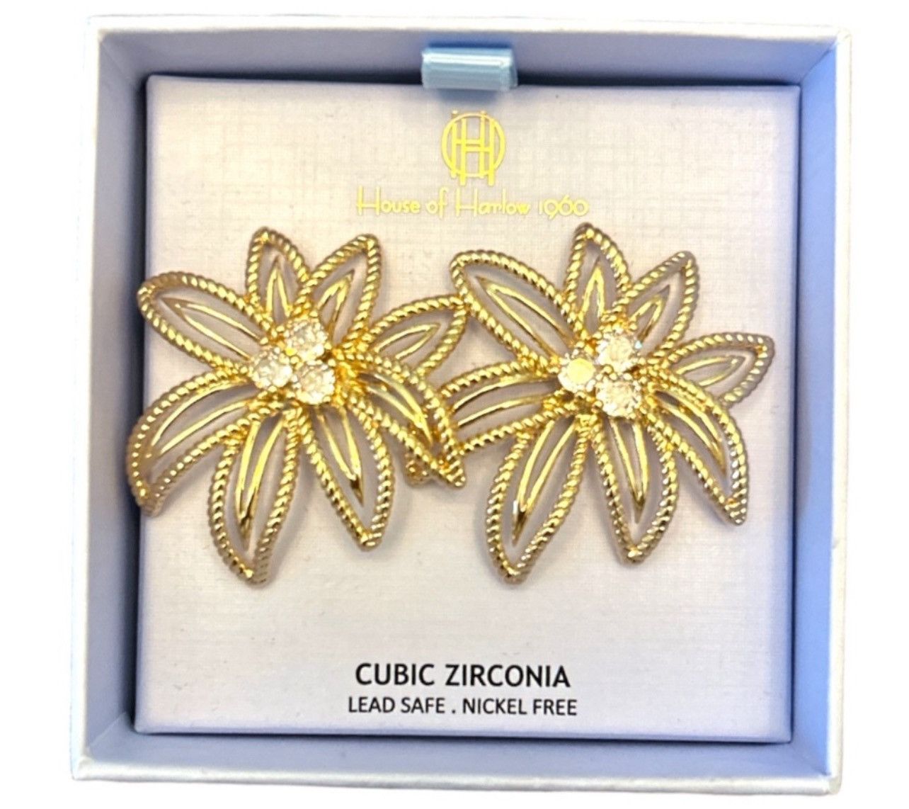 House of Harlow House Of Harlow 1960 Golden Studded Floral Crystal Earrings Size ONE SIZE - 2 Thumbnail