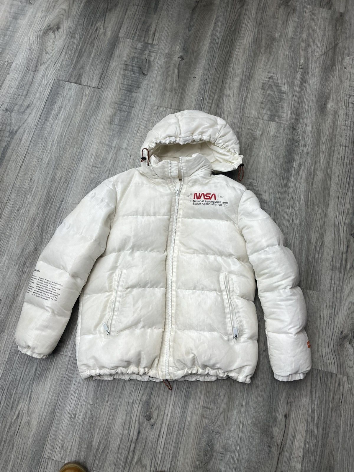 Heron Preston x NASA Puffer Coat White