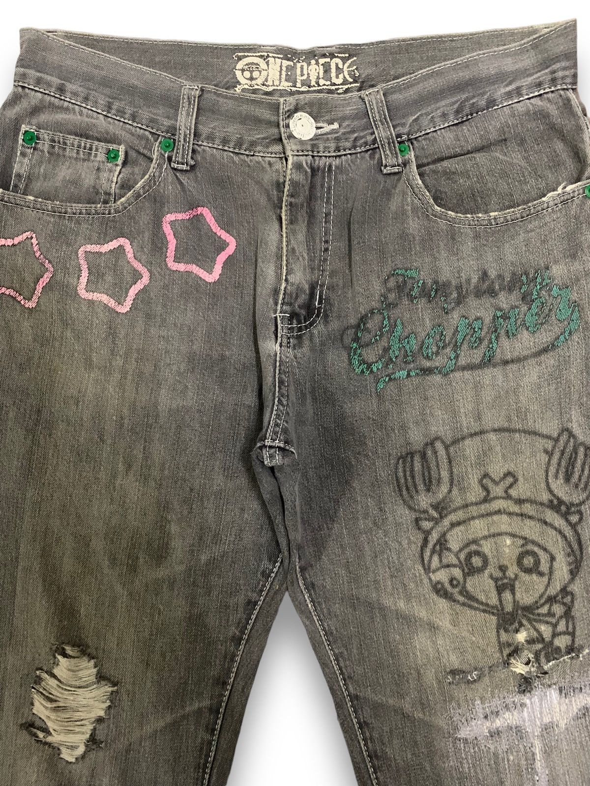 One Piece Vintage One Piece Tony Chopper Loose Fit Distressed Jeans Size US 32 / EU 48 - 3 Thumbnail
