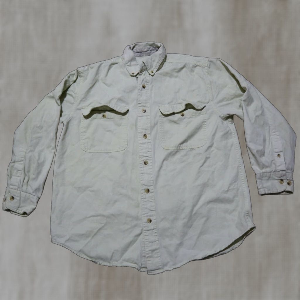 Vintage VINTAGE Outersport Shirt Men M 100% Cotton Yellow Button-Up 100% Cotton Den nim Vintage 90s? (avoid extra not in title) Size US M / EU 48-50 / 2 - 1 Thumbnail