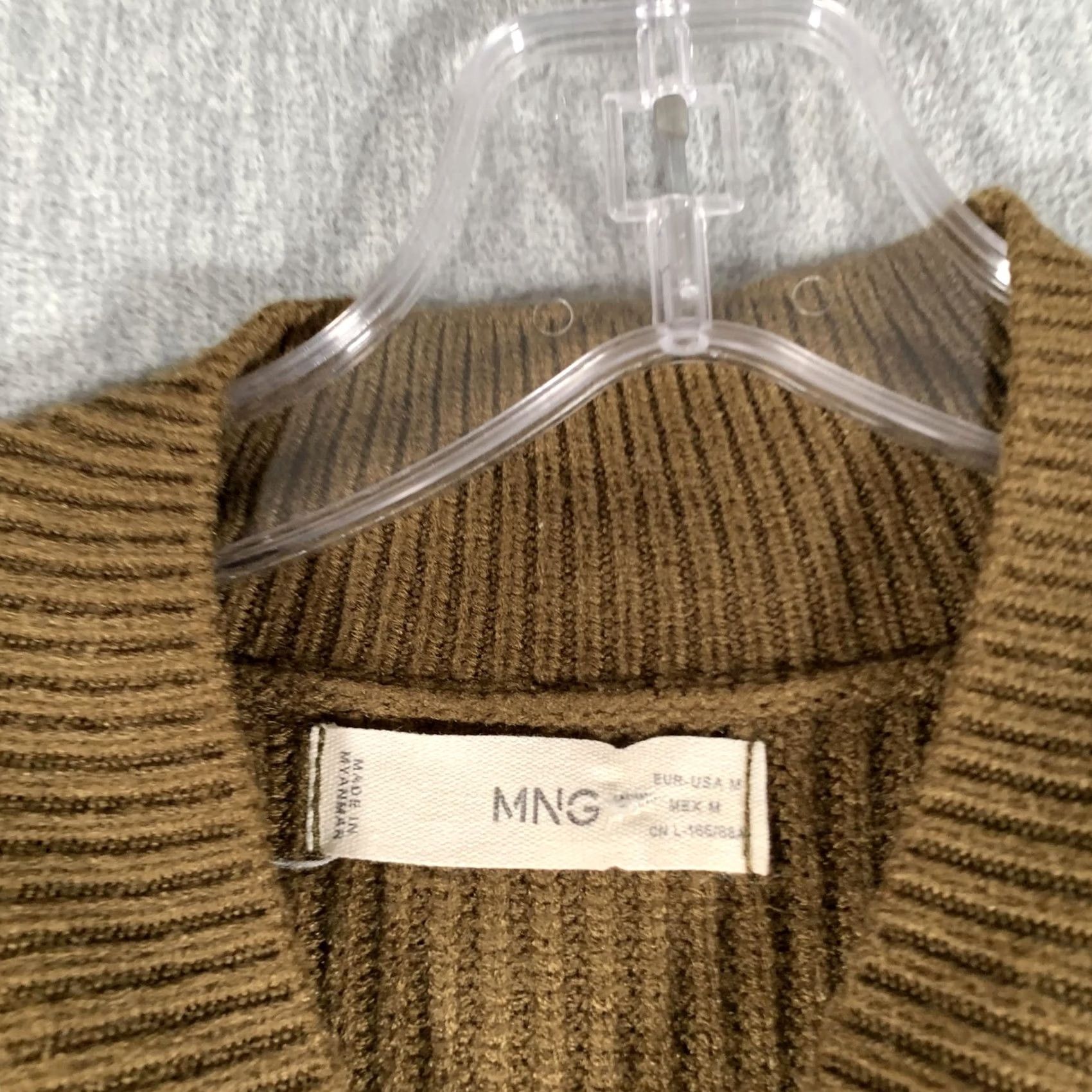Vintage MNG Sweater Womens Medium Green Mock Neck Ribbed Knit Pocket Button Sleeve Size M / US 6-8 / IT 42-44 - 5 Thumbnail