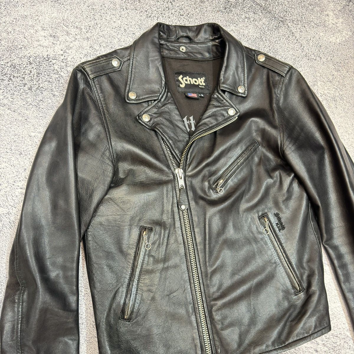 Schott Schott Mens Black Biker Jacket M size Size US M / EU 48-50 / 2 - 5 Thumbnail