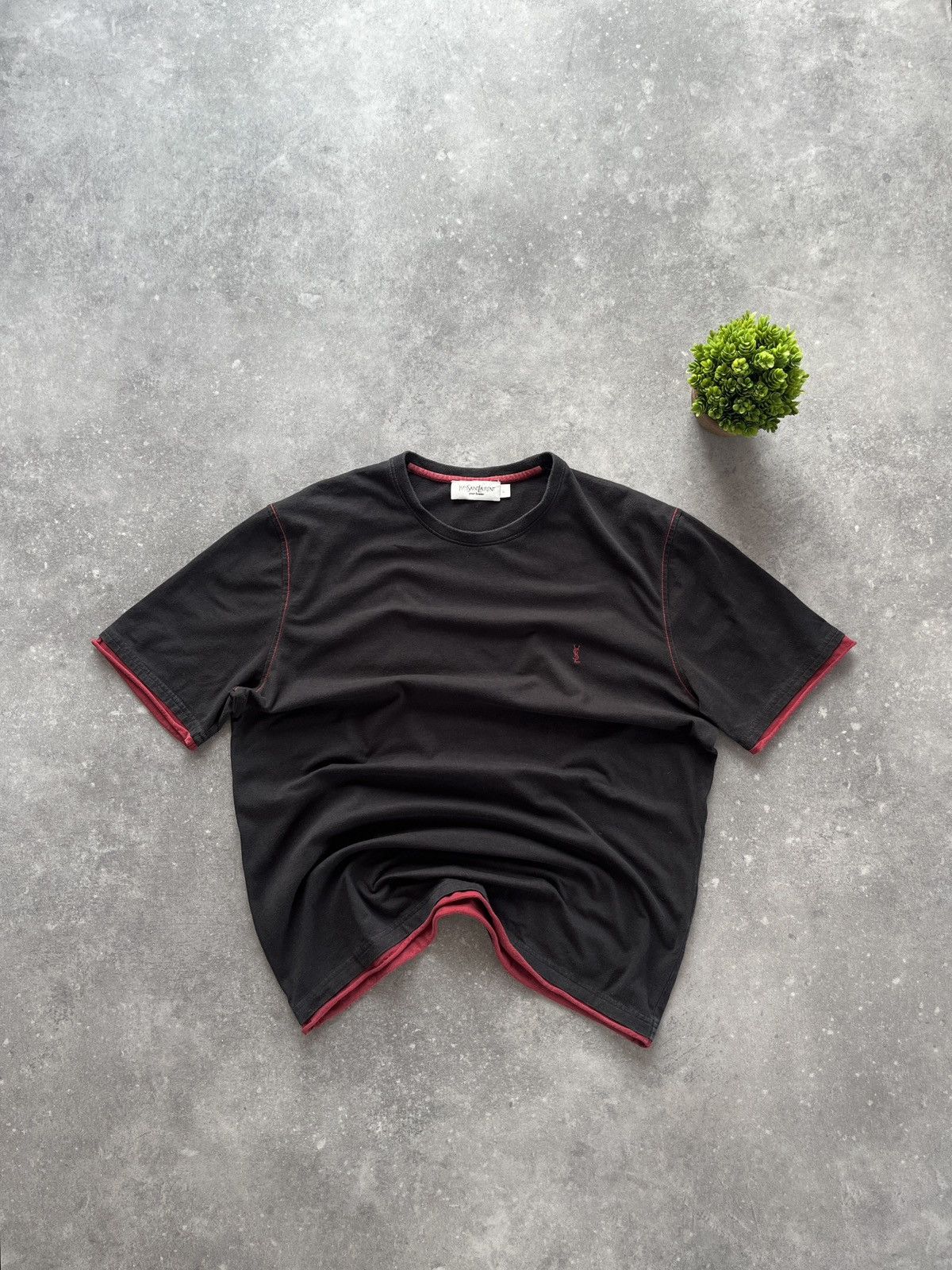 Vintage Yves Saint Laurent Black T-Shirt YSL Paris France