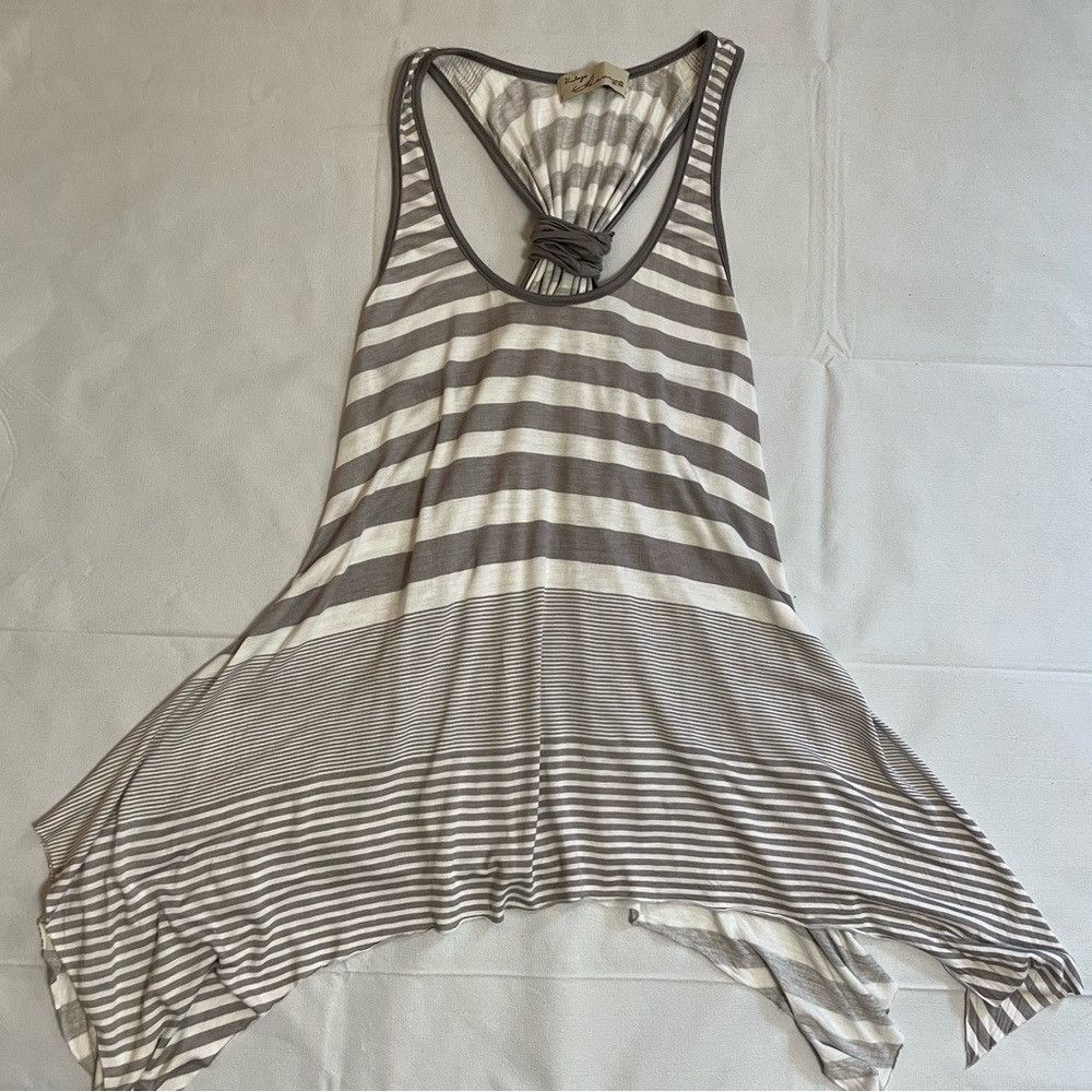 Vintage Havana Vintage Havana Grey White Striped Tank Asymmetrical Hem Ray Size L / US 10 / IT 46 - 9 Thumbnail
