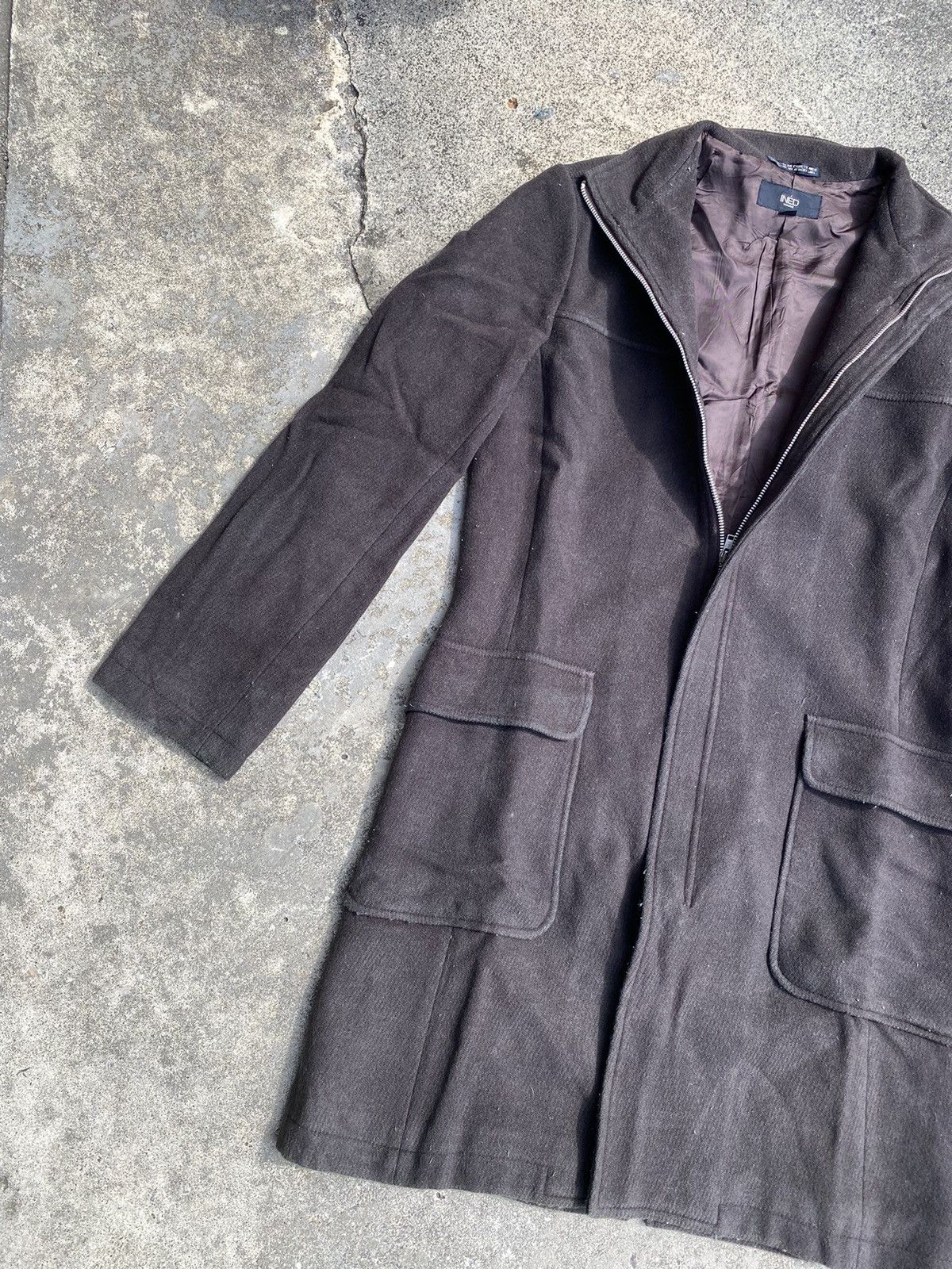 Japanese Brand × Vintage Vintage Ined Wool Coat Long Jacket Size ONE SIZE - 4 Thumbnail