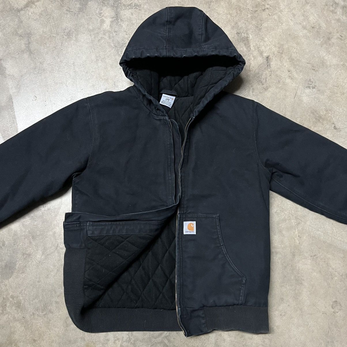 Carhartt × Carhartt Wip × Vintage Carhartt Black Full-Zip Hooded Jacket (Youth 14-16) Size US XXS / EU 40 - 3 Thumbnail