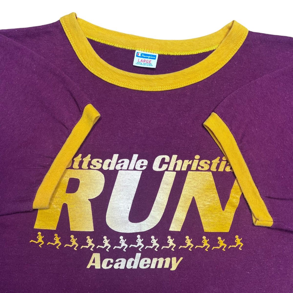 Champion × Vintage 1970s Scottsdale Christian Academy Run Blue Bar Champion Tee Size US L / EU 52-54 / 3 - 3 Thumbnail