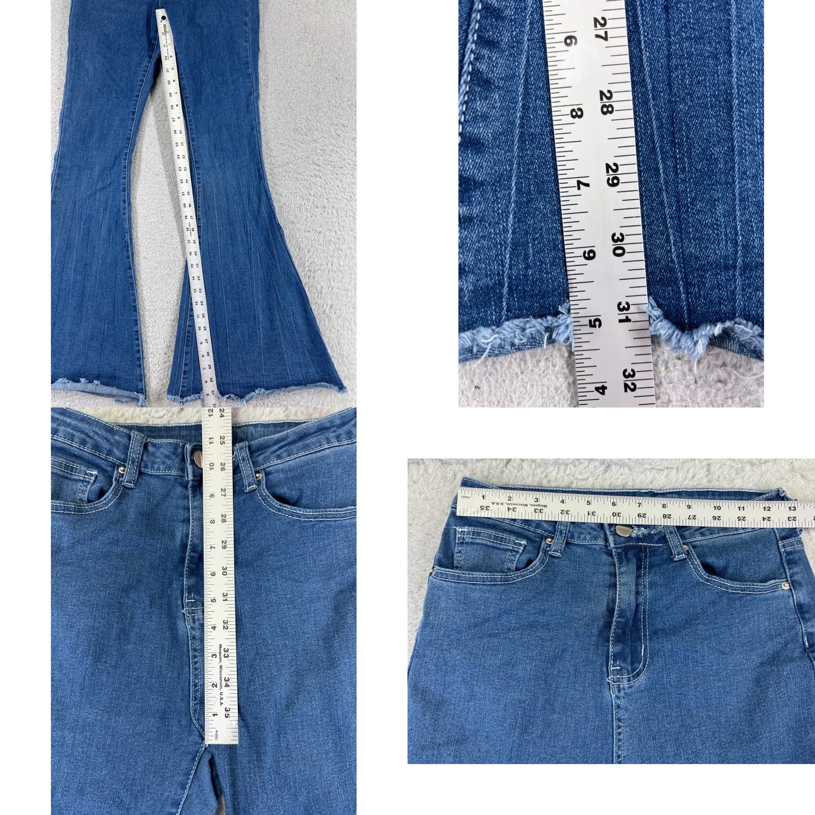 Shein SheIn Jeans Women Flared Denim 24x31 Medium Blue Cotton Blend 5-Pocket Design High Rise Women's Regular Jeans Mode American Western 90s Size 32" / US 10 / IT 46 - 8 Thumbnail