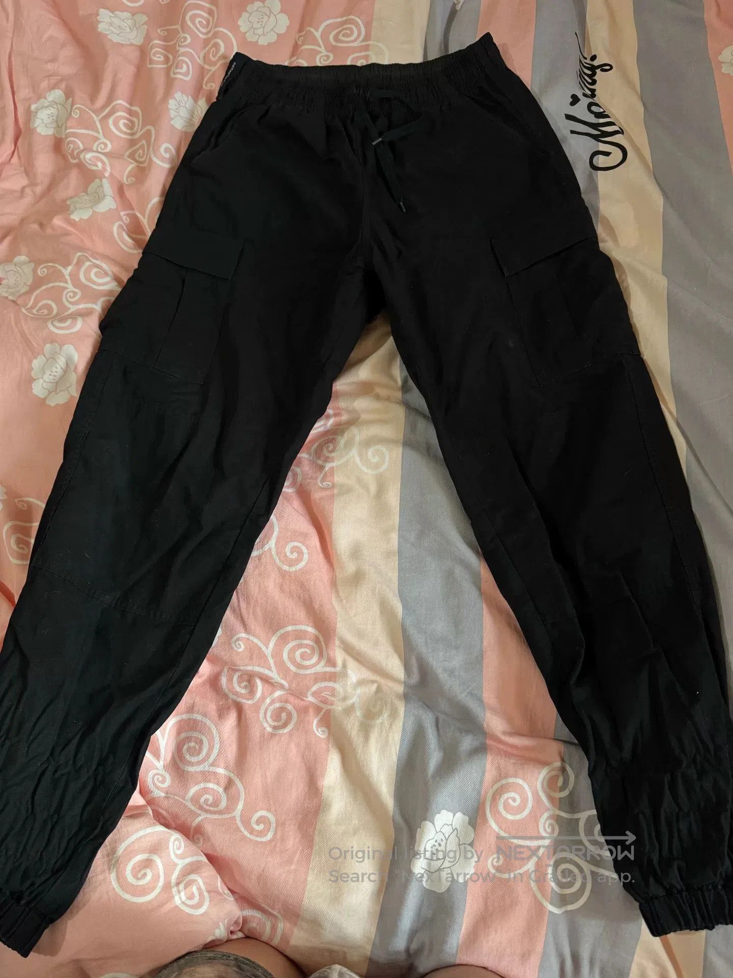 Descendant black descendant cargo pants with elastic waist. Size US 30 / EU 46 - 1 Thumbnail