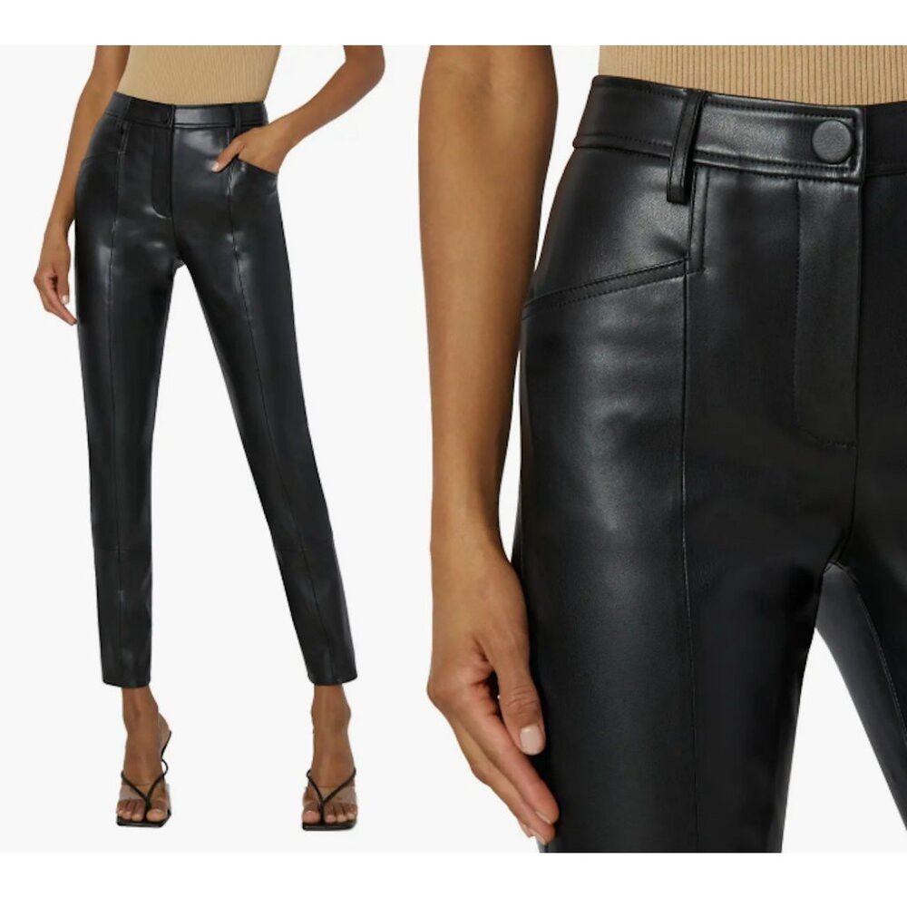 MILLY NWT New $425 Milly Rue Faux Leather Black Pants Size 29 Size 29" - 2 Thumbnail