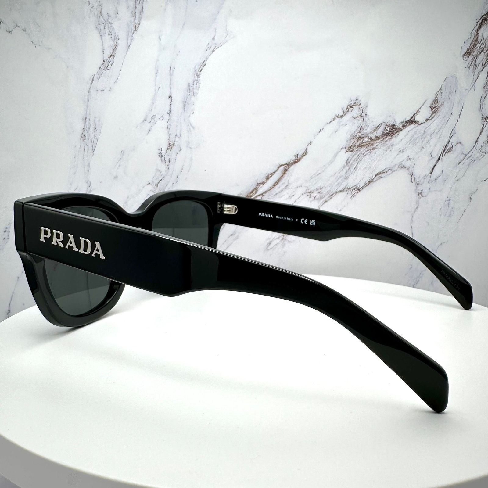 Prada New PRADA Sunglasses Black Square Acetate Grey Lens Size ONE SIZE - 6 Thumbnail
