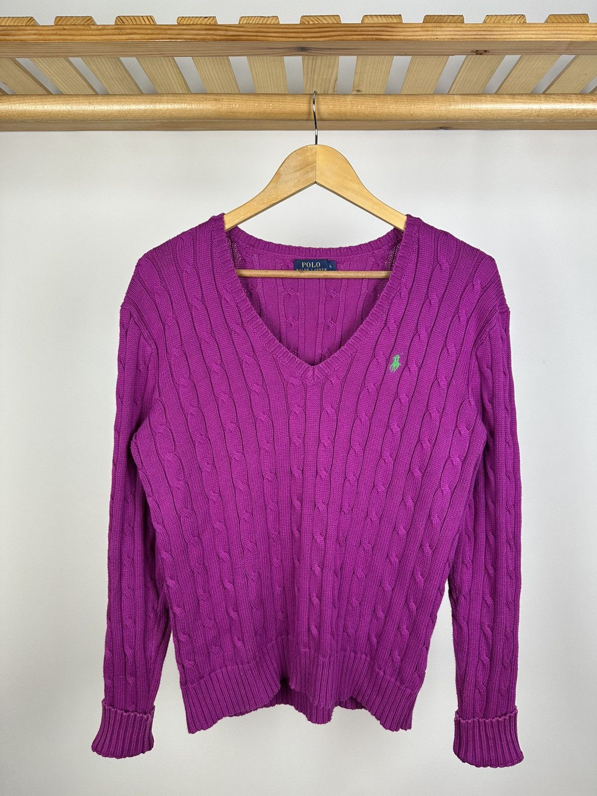 Polo Ralph Lauren × Ralph Lauren × Vintage Polo Ralph Lauren Knit V-neck Sweater Women’s Size L Size L / US 10 / IT 46 - 1 Thumbnail