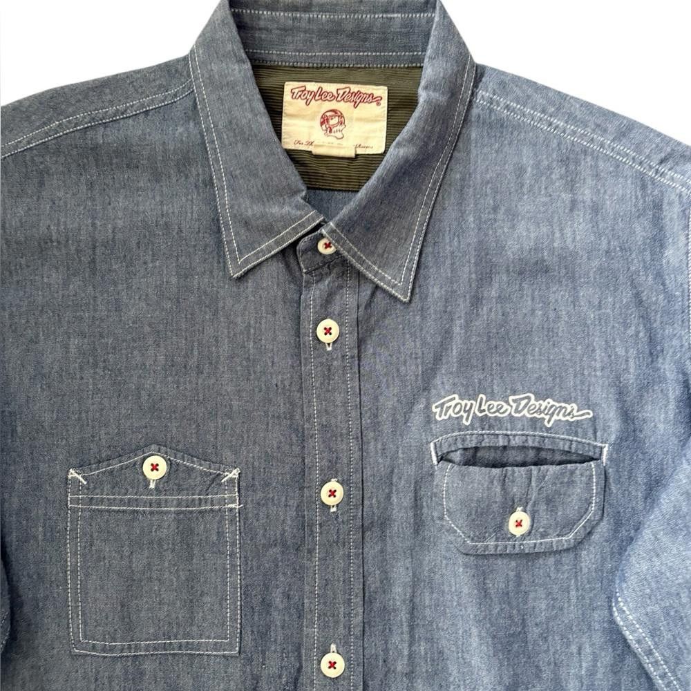 Designer Troy Lee Designs Cotton Button Down Shirt Blue Size Large Size US L / EU 52-54 / 3 - 5 Thumbnail