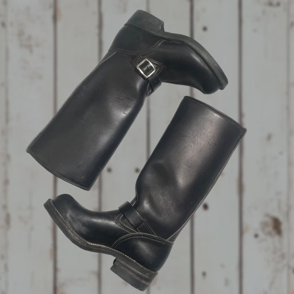 Vintage Langlitz Leather Motorcycle Biker Boots Mens? Womens? 6.5 D Black US Made USA Vintage 90s Leather Shoe Size US 7 / IT 37 - 1 Thumbnail