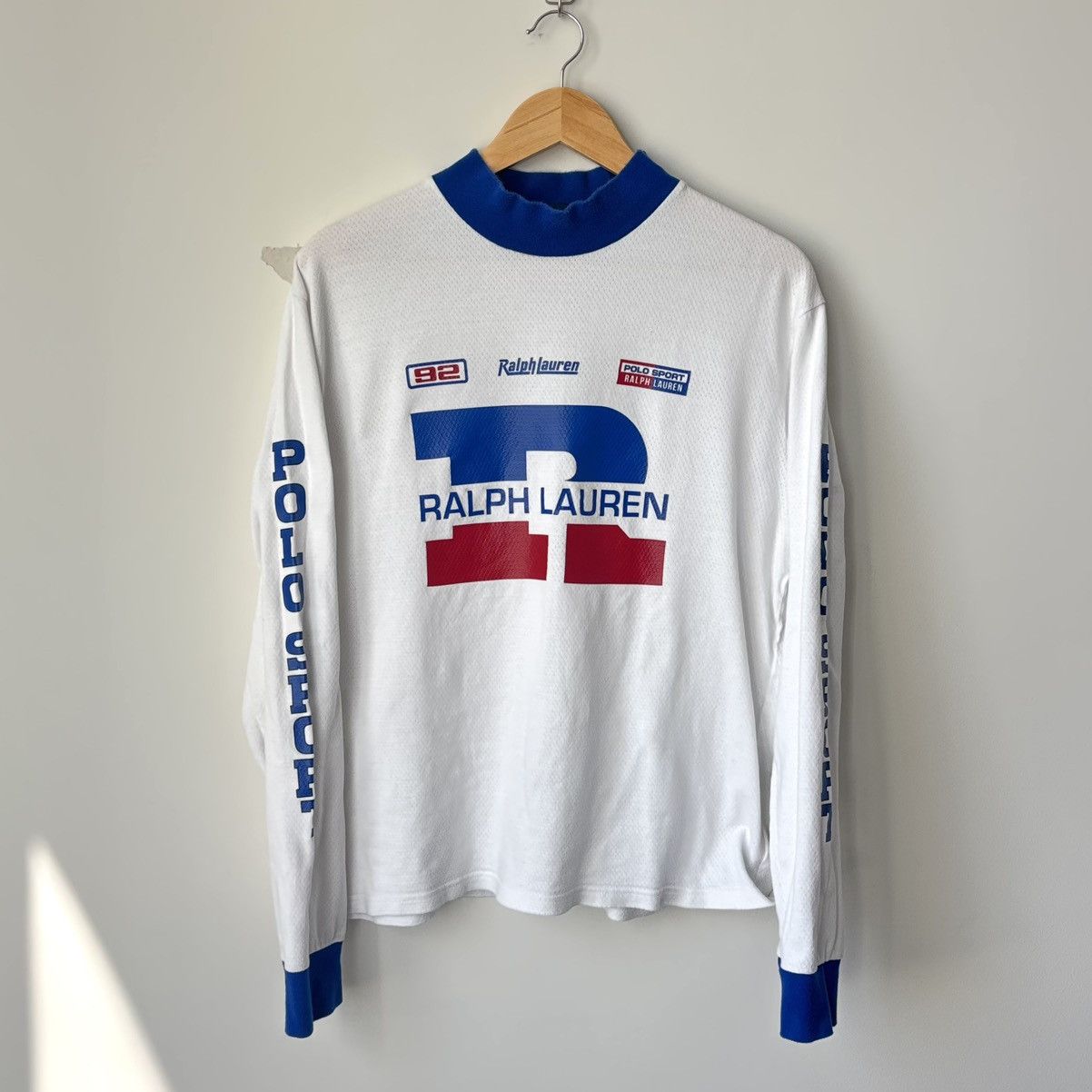Polo Ralph Lauren Polo Sport Motocross Racing Logo Waffle Knit Mockneck Shirt Size US L / EU 52-54 / 3 - 1 Thumbnail