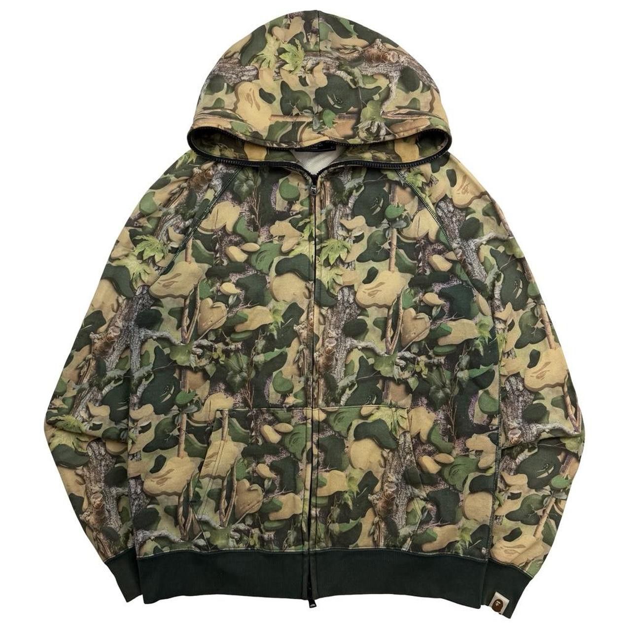 Bape Bape Woodland Village Real Tree Camo Zip Up Hoodie - Medium 
