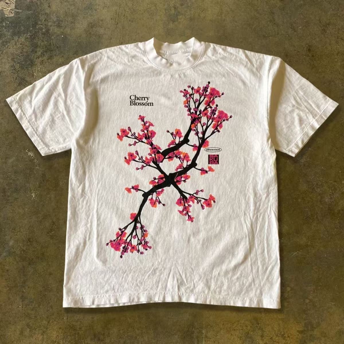 Japanese Brand White casual retro T-shirt with cherry blossom print Size US M / EU 48-50 / 2 - 1 Thumbnail