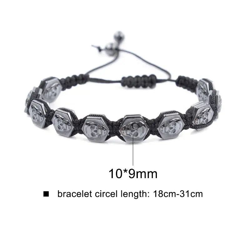 Vintage Hexagonal Skull Hematite Bracelet Size ONE SIZE - 3 Thumbnail