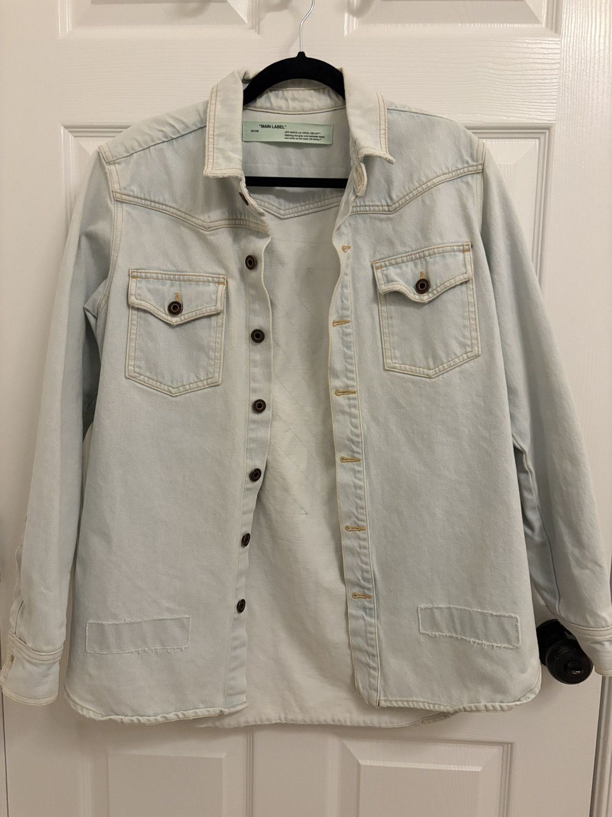 Off-White OFF WHITE 17AW DIAGONAL RAW CUT SHIRT BLUE XS DENIM Size US XS / EU 42 / 0 - 2 Thumbnail