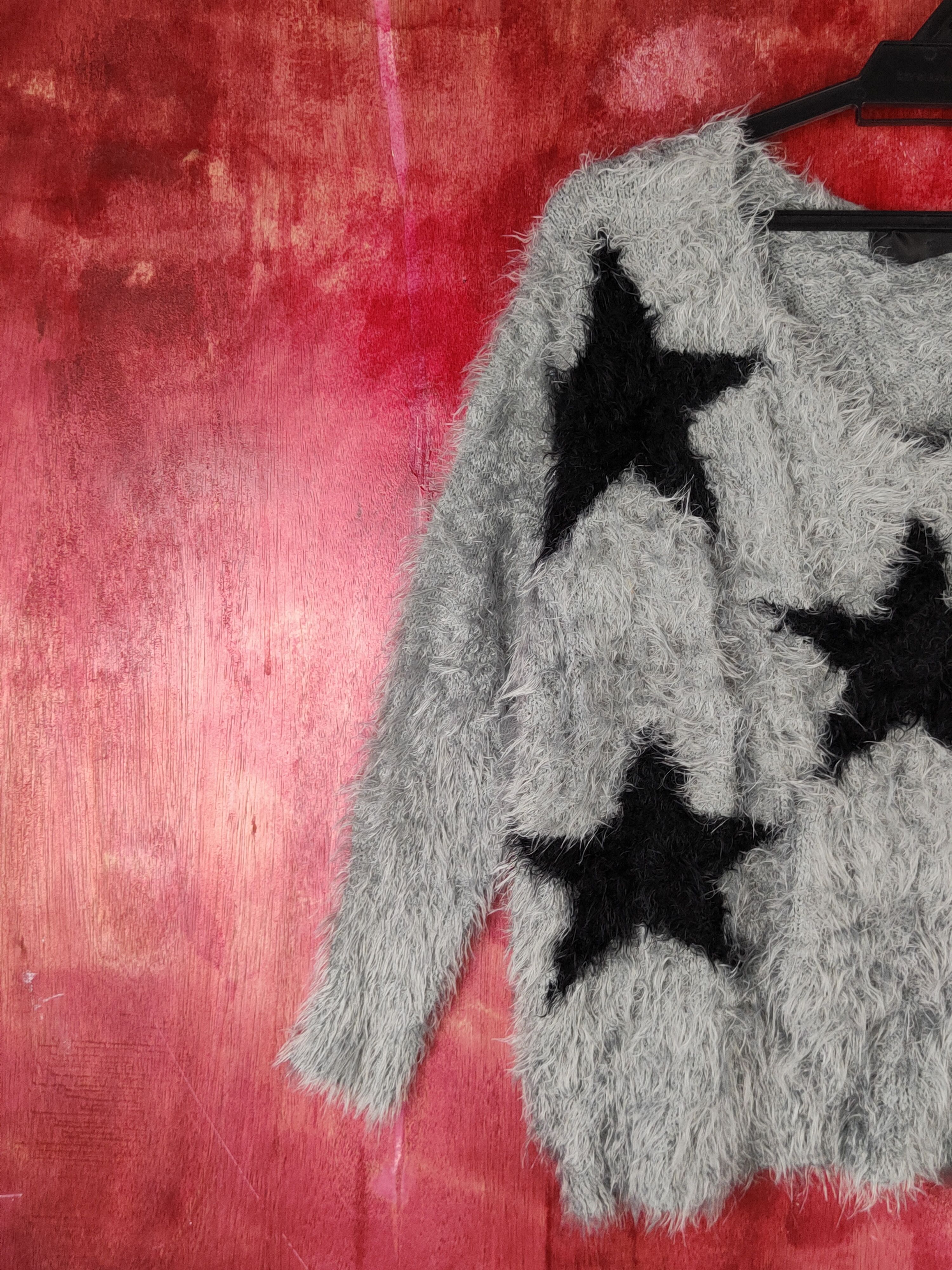 Japanese Brand CRVX star Dark Gray Shag Shaggy Fur Mohair Knitwear #S1935 Size S / US 4 / IT 40 - 3 Thumbnail