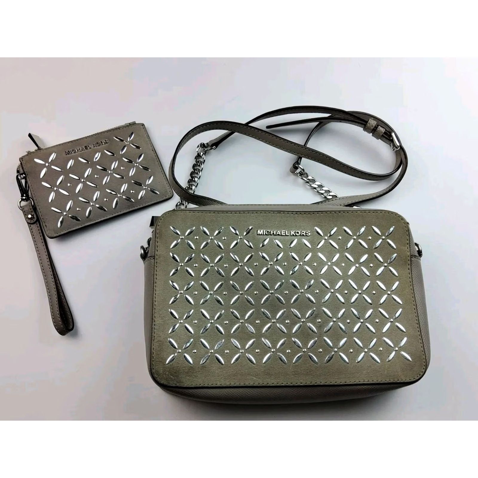 Michael Kors Michael Kors Leather Crossbody Purse With Matching Wristlet Studded Women MK Size ONE SIZE - 2 Thumbnail