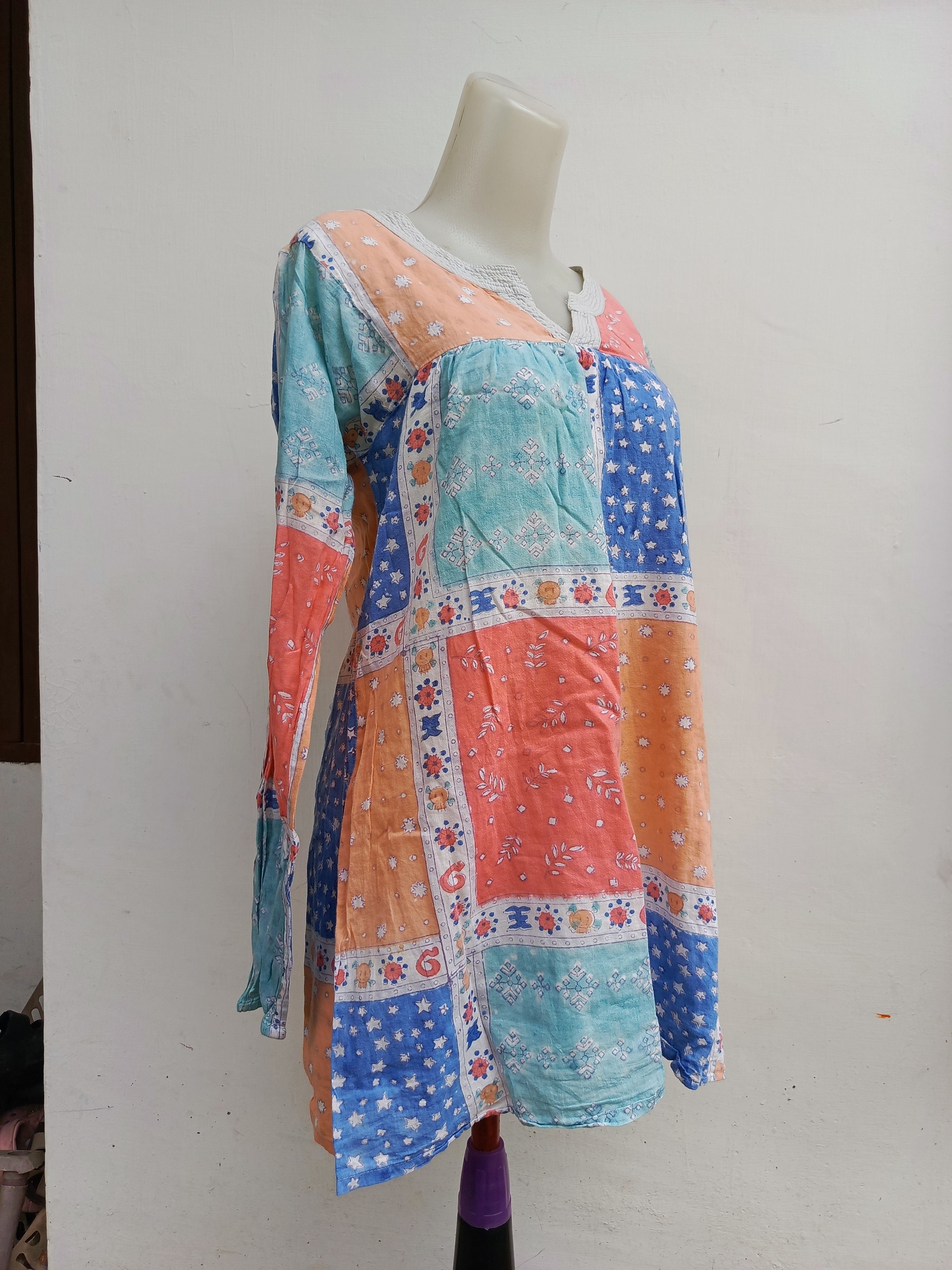 Japanese Brand Rare X-Girl Multicolor Boho Patchwork Dress Size S / US 4 / IT 40 - 3 Thumbnail