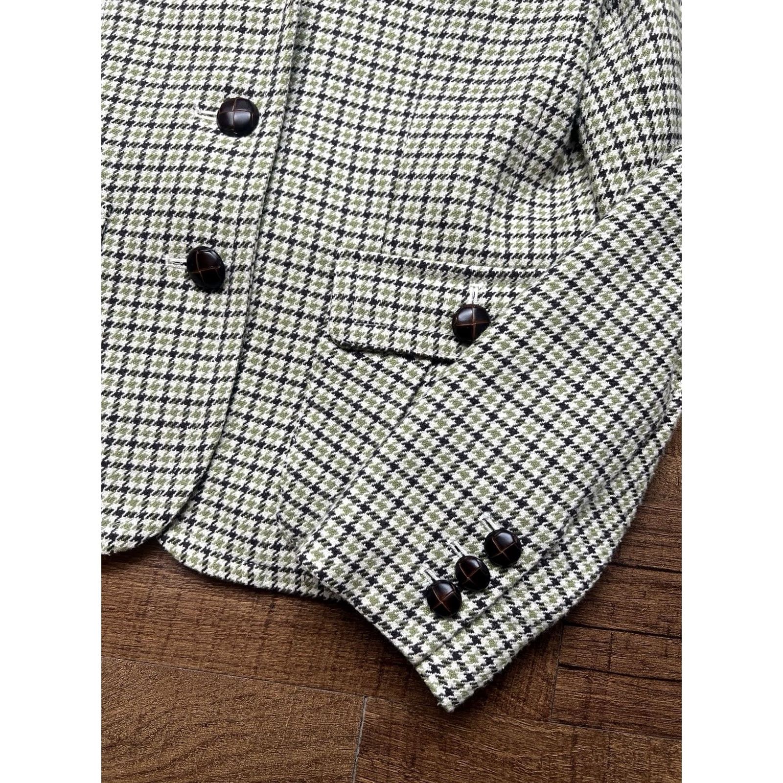 Talbots Talbots Houndstooth Blazer 6P Petite Wool Career Professional Women Jacket Blazer Notch Button Wood Buttons Black Size M / US 6-8 / IT 42-44 - 4 Thumbnail