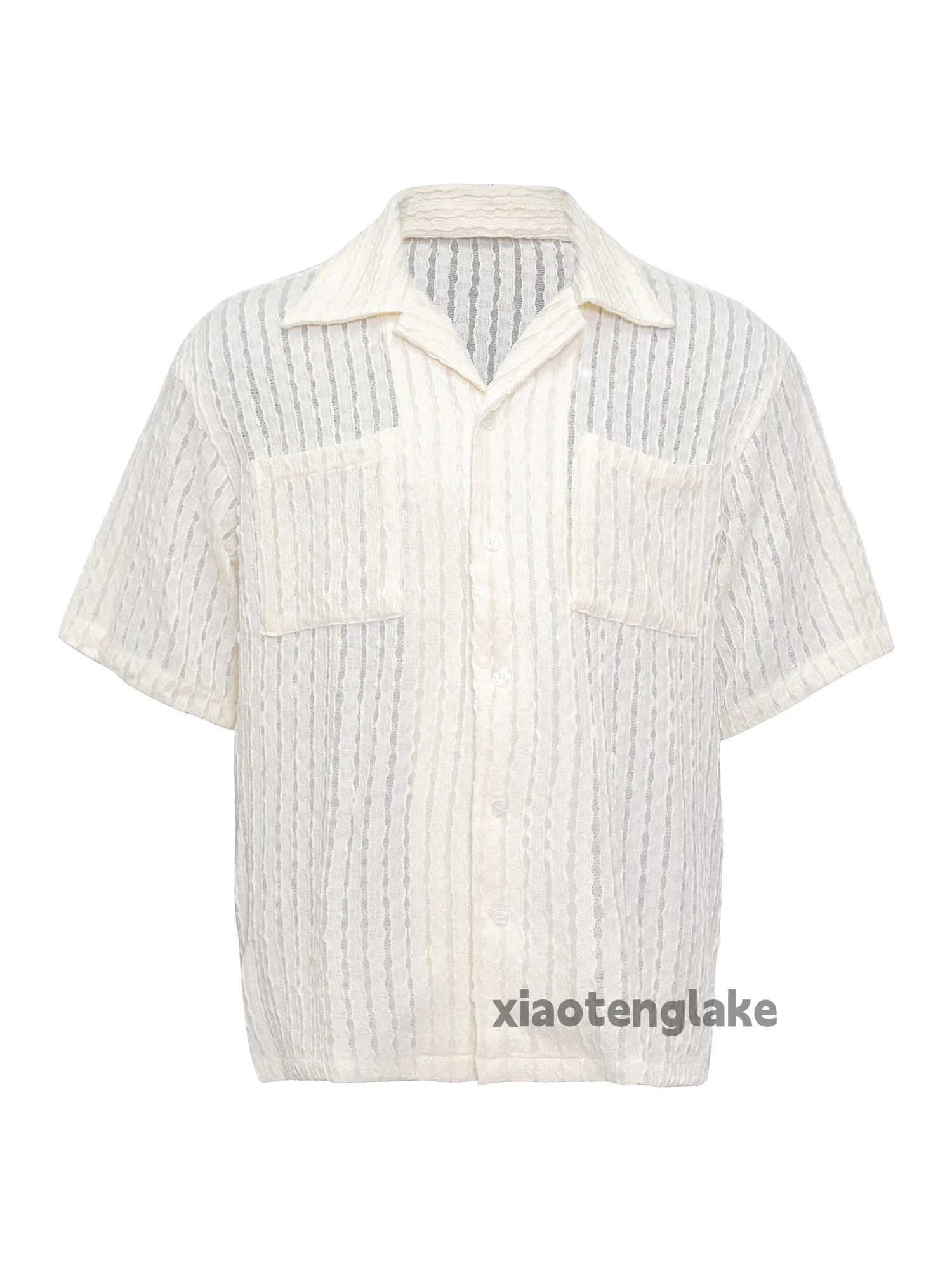 Designer × Vintage Utility outdoor workwear party beach striped hollow shirt Size US L / EU 52-54 / 3 - 1 Thumbnail