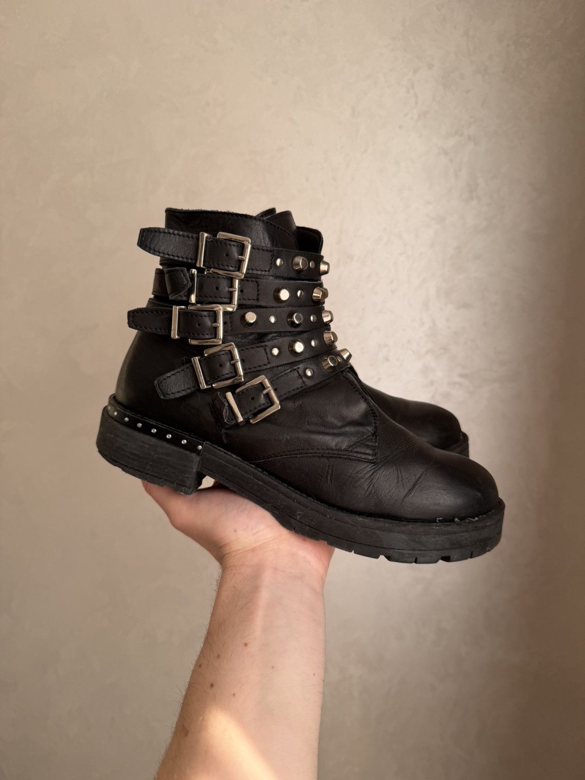 A.S.98 AS 98 Vibe Artisan Black Leather Side Zip Ankle Biker Boots Size US 6.5 / EU 39-40 - 12 Thumbnail