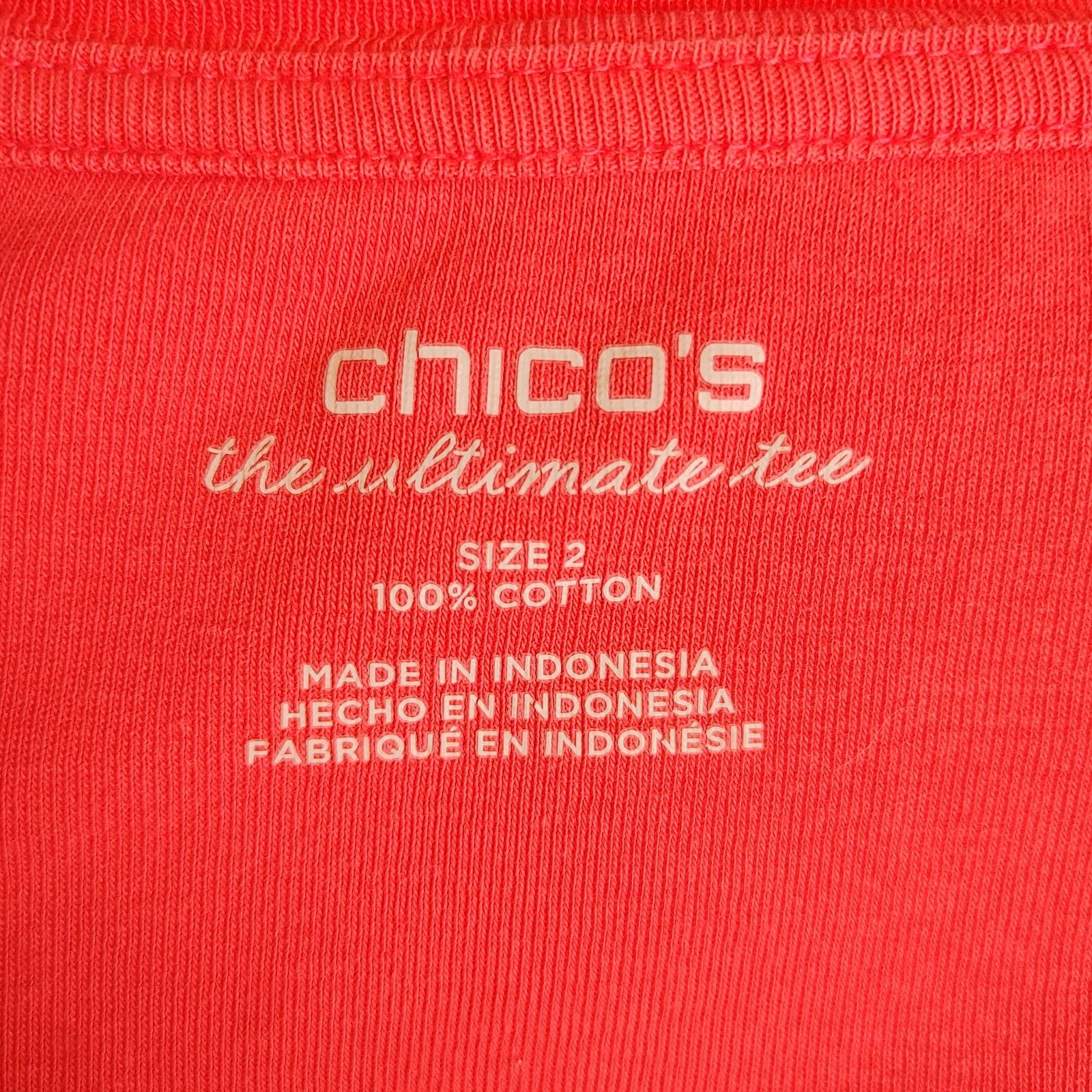 Chicos Chico's The Ultimate Tee Women's 2 Red Round Neck Basic Tee Size L / US 10 / IT 46 - 3 Thumbnail