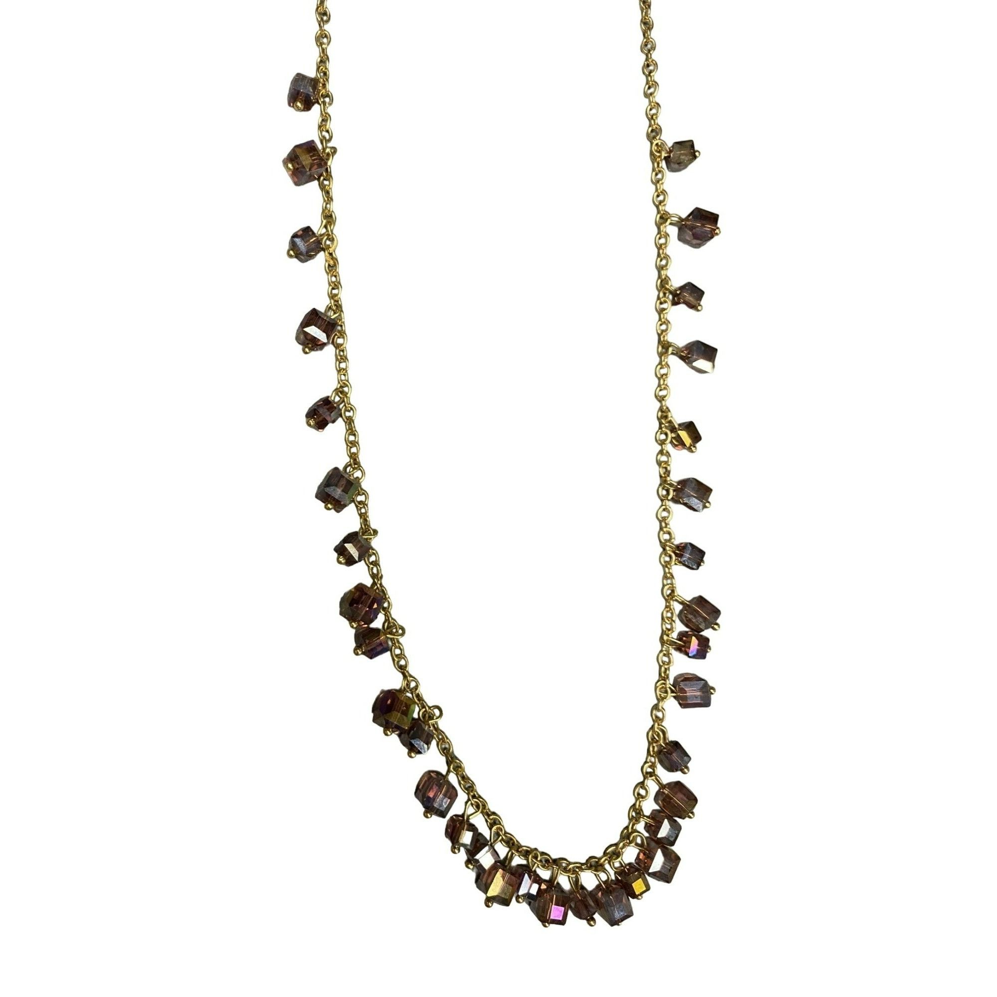 Other Long Gold-Tone Chain Necklace With Purple Crystal Beads & Ad Size ONE SIZE - 2 Thumbnail