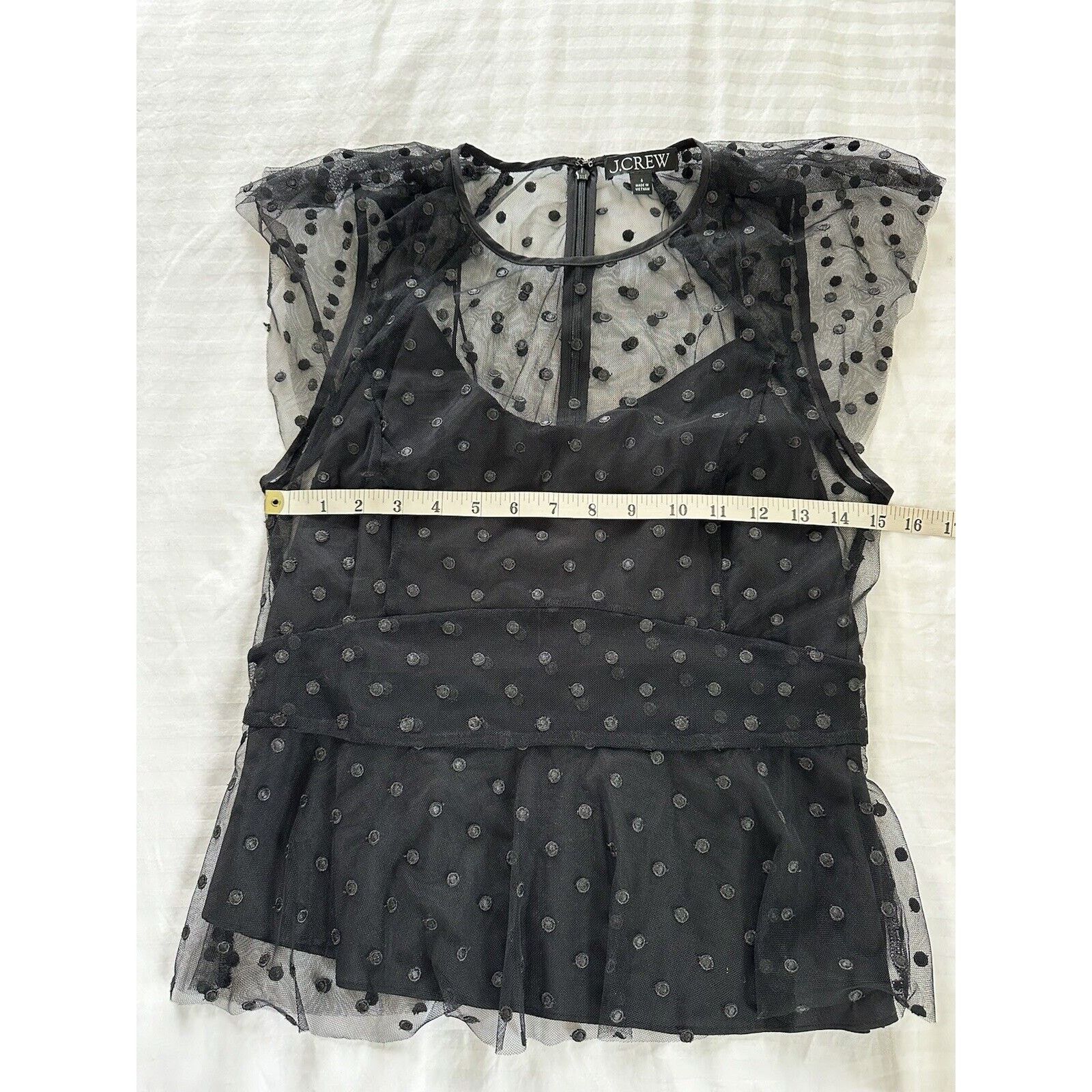 J.Crew J.CREW Black Peplum Formal Top Dotted Tulle Size 6 New Size M / US 6-8 / IT 42-44 - 4 Thumbnail