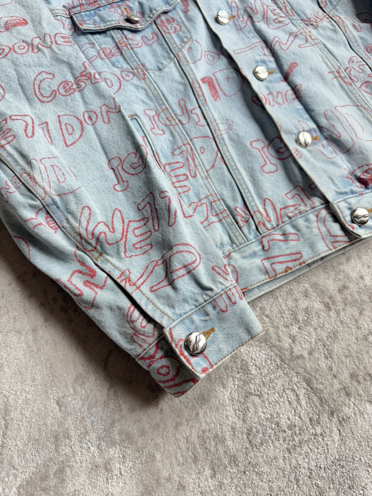 WE11DONE WE11DONE Blue Graffiti All Over Print Denim Jacket Size US M / EU 48-50 / 2 - 5 Thumbnail