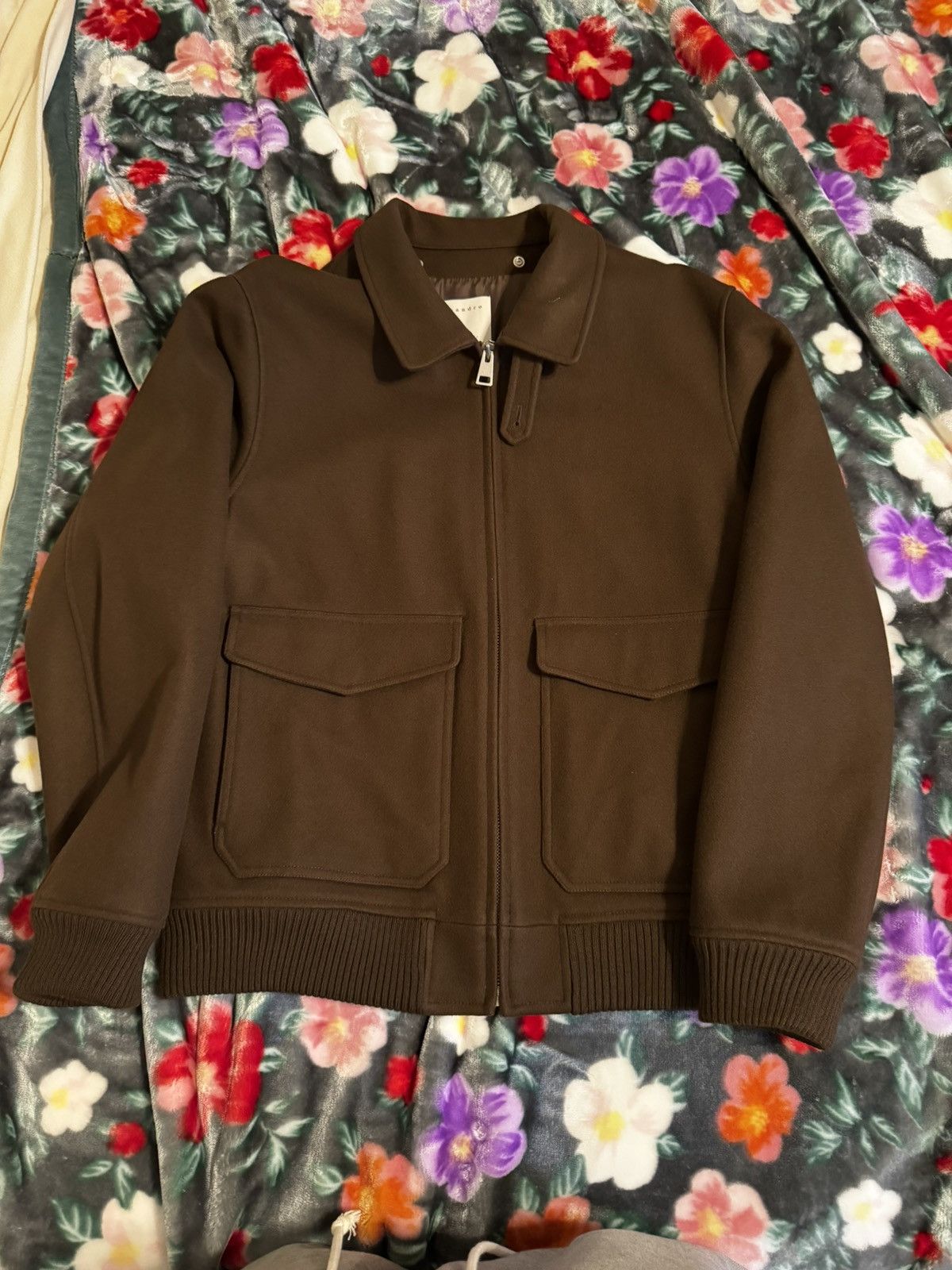 image of Sandro Wool Flight Jacket in Brown, Men's (Size 2XL)