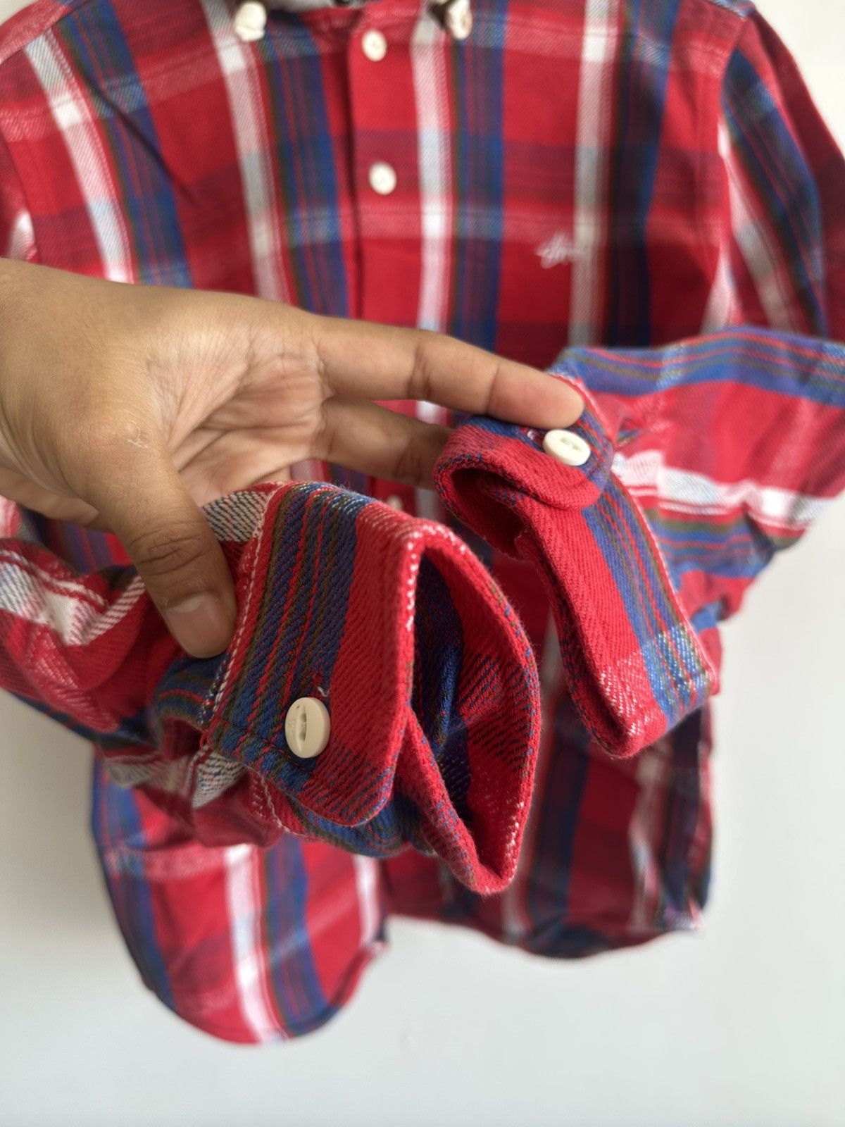Stussy Stussy Red Plaid Hooded Flannel Tshirt Streetwear Size US M / EU 48-50 / 2 - 4 Thumbnail