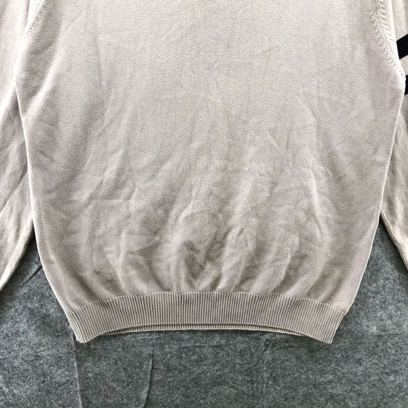 Vintage Decibel Mens Cotton Henley Hoodie Beige 2X Pullover Knit Striped Crew Neck Casual 90s Retro Hooded Sweater (Men) Size US XXL / EU 58 / 5 - 4 Thumbnail