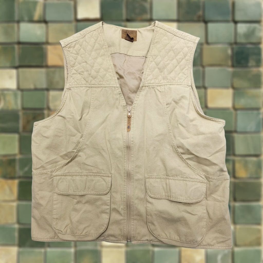 Vintage St. John's Bay Vest Mens XL Tall Tan Quilted Full Zip Lined Canvas Outdoor Outdoor Camping Hunting Fishing Adjustable Pocket Beige/Khaki Shirt Size US XL / EU 56 / 4 - 1 Thumbnail