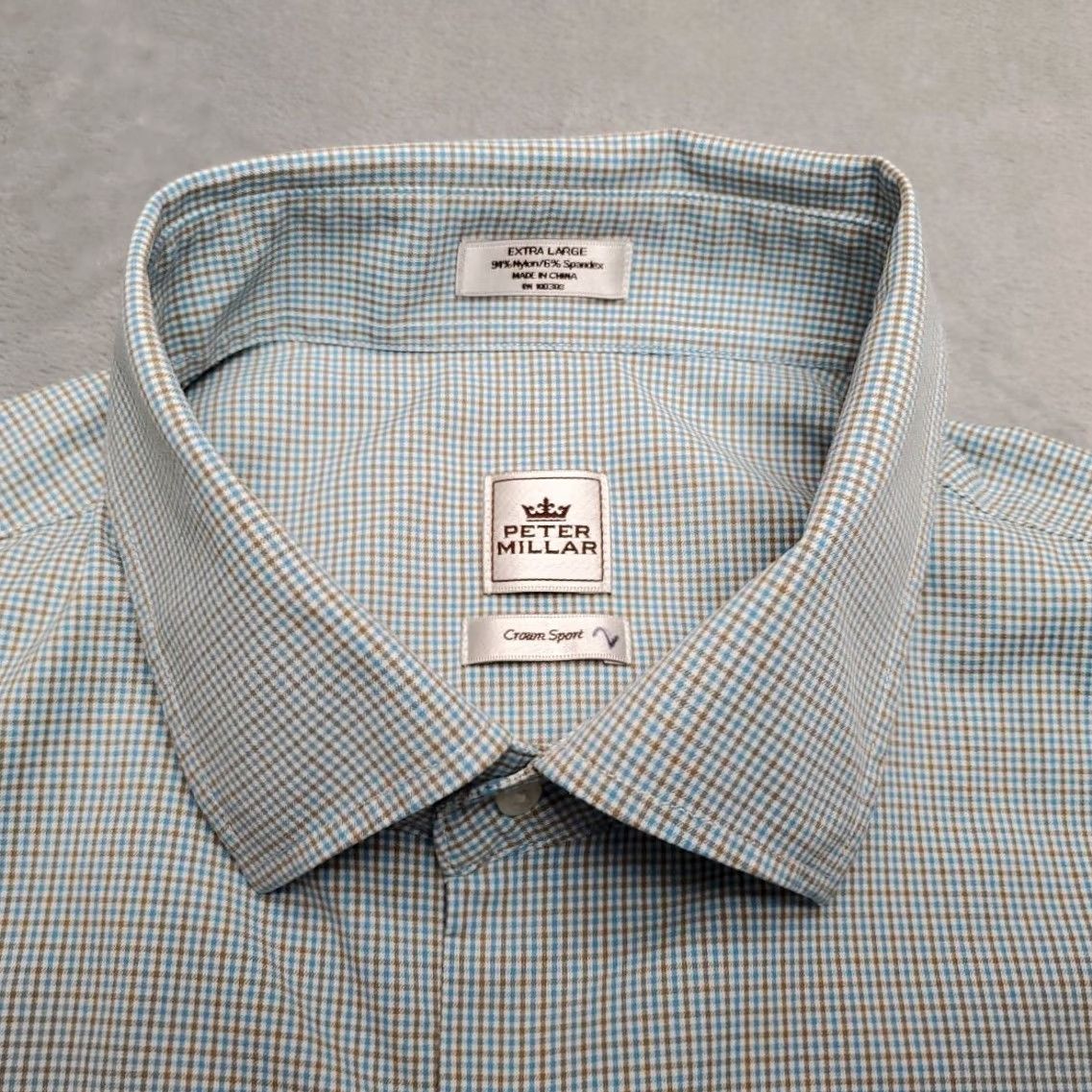 Peter Millar Peter Millar Shirt Mens L Multicolor Micro Check Crown Sport Performance Blend Plaid Cotton Long Sleeve Button-Up Casual Travel Outdoors Golf Mens Size US L / EU 52-54 / 3 - 3 Thumbnail