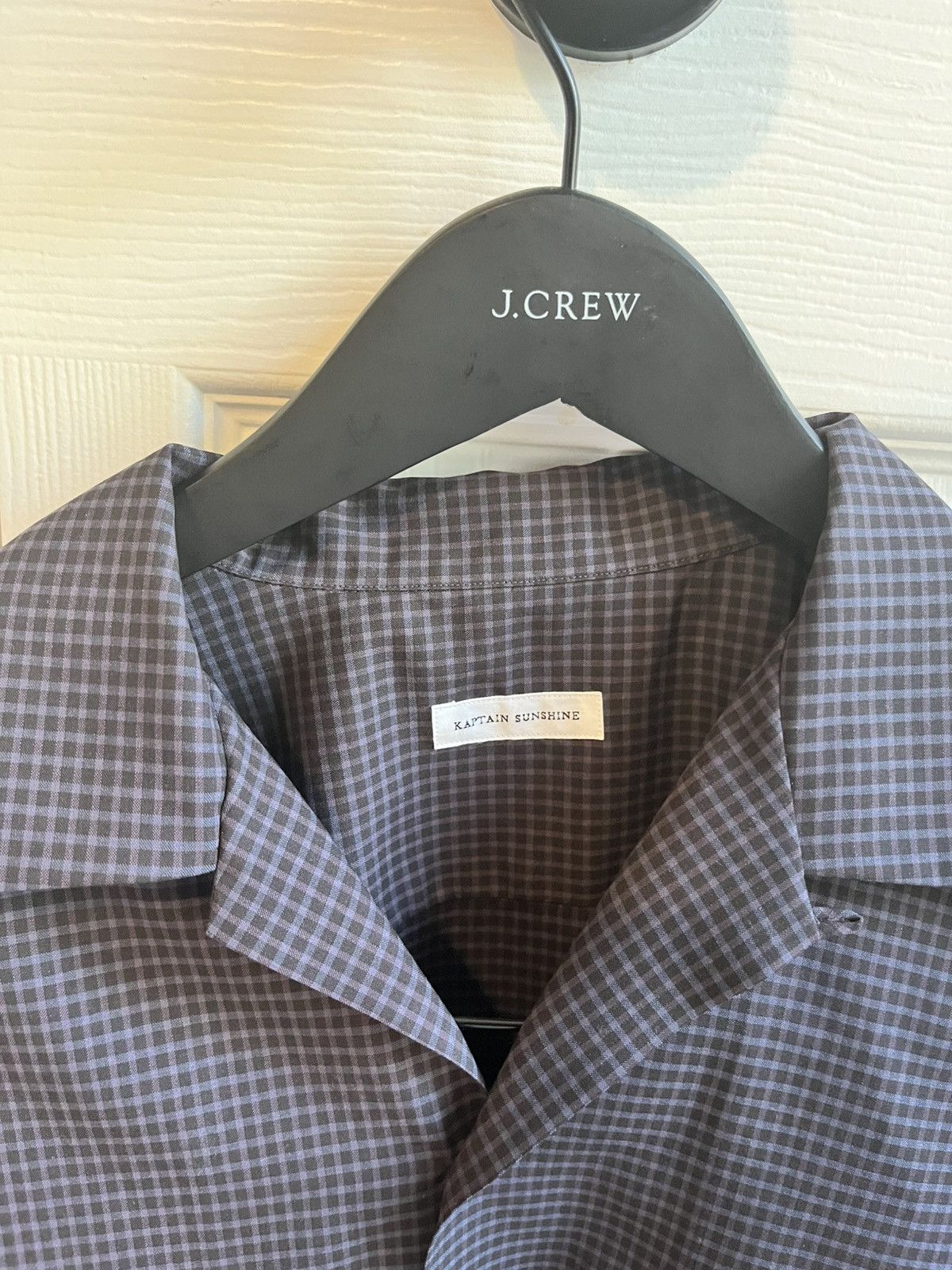 Kaptain Sunshine Summer Wool Open Collar SS Shirt BROWN PLAID Size US S / EU 44-46 / 1 - 3 Thumbnail