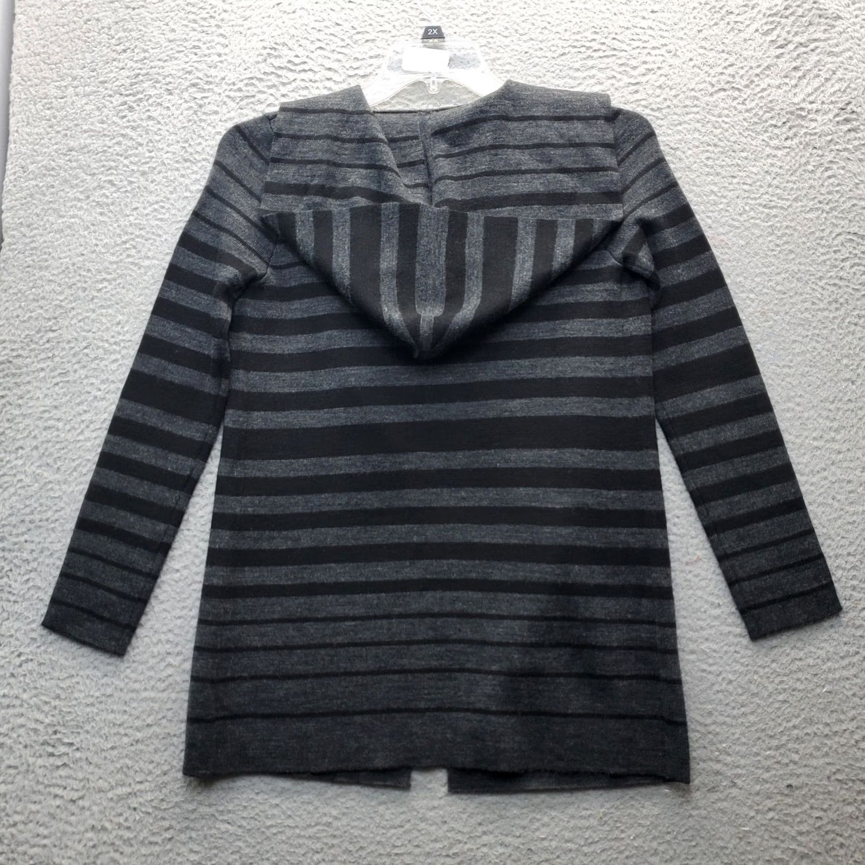 Vintage Max Studio Cardigan Womens XS Multi Striped Casual Long Sleeve Hooded Open Front Size XS / US 0-2 / IT 36-38 - 2 Thumbnail