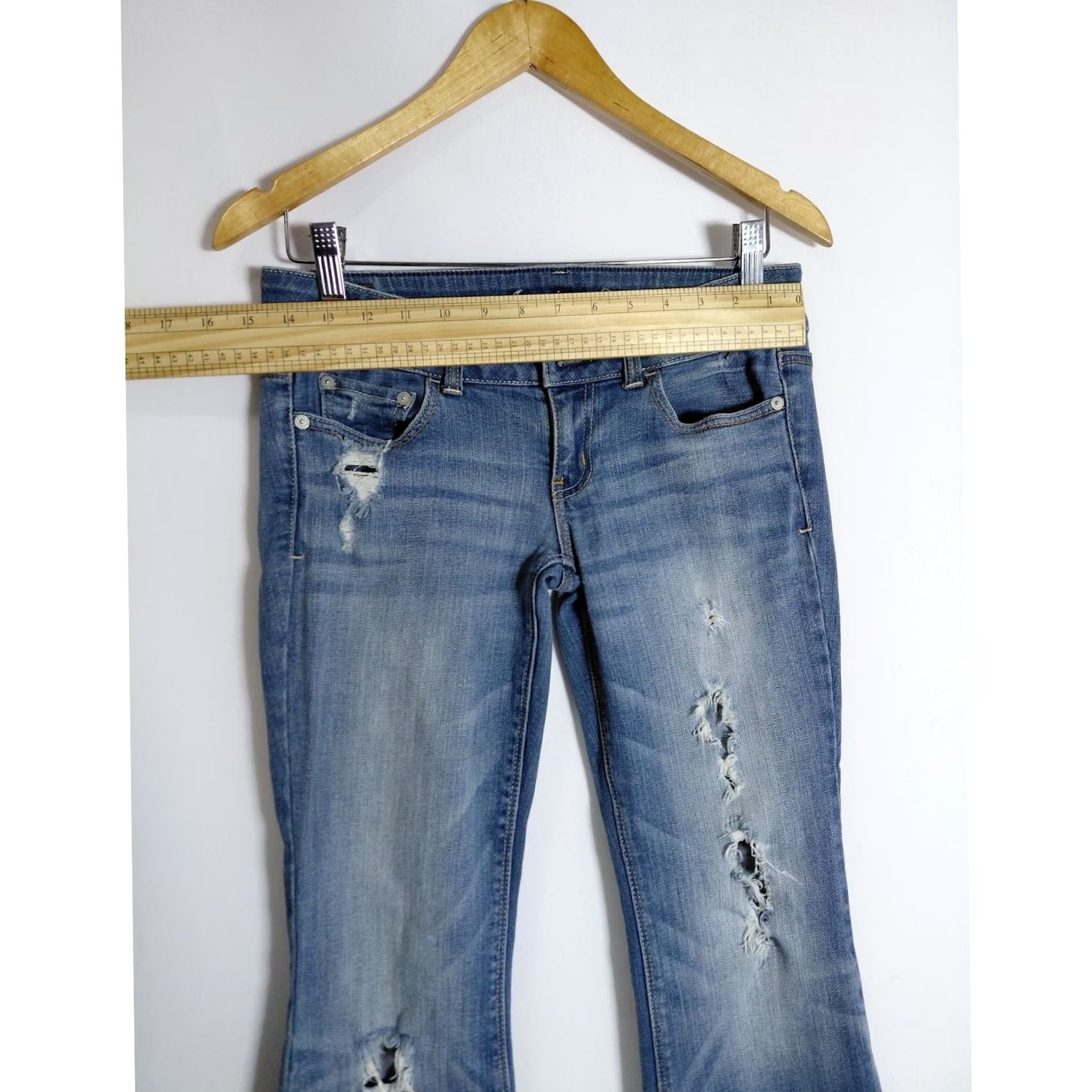 Vintage American Eagle Jeans Womens 4 Blue Artist Stretch Flare Solid Denim Women Size Size 27" / US 4 / IT 40 - 5 Thumbnail