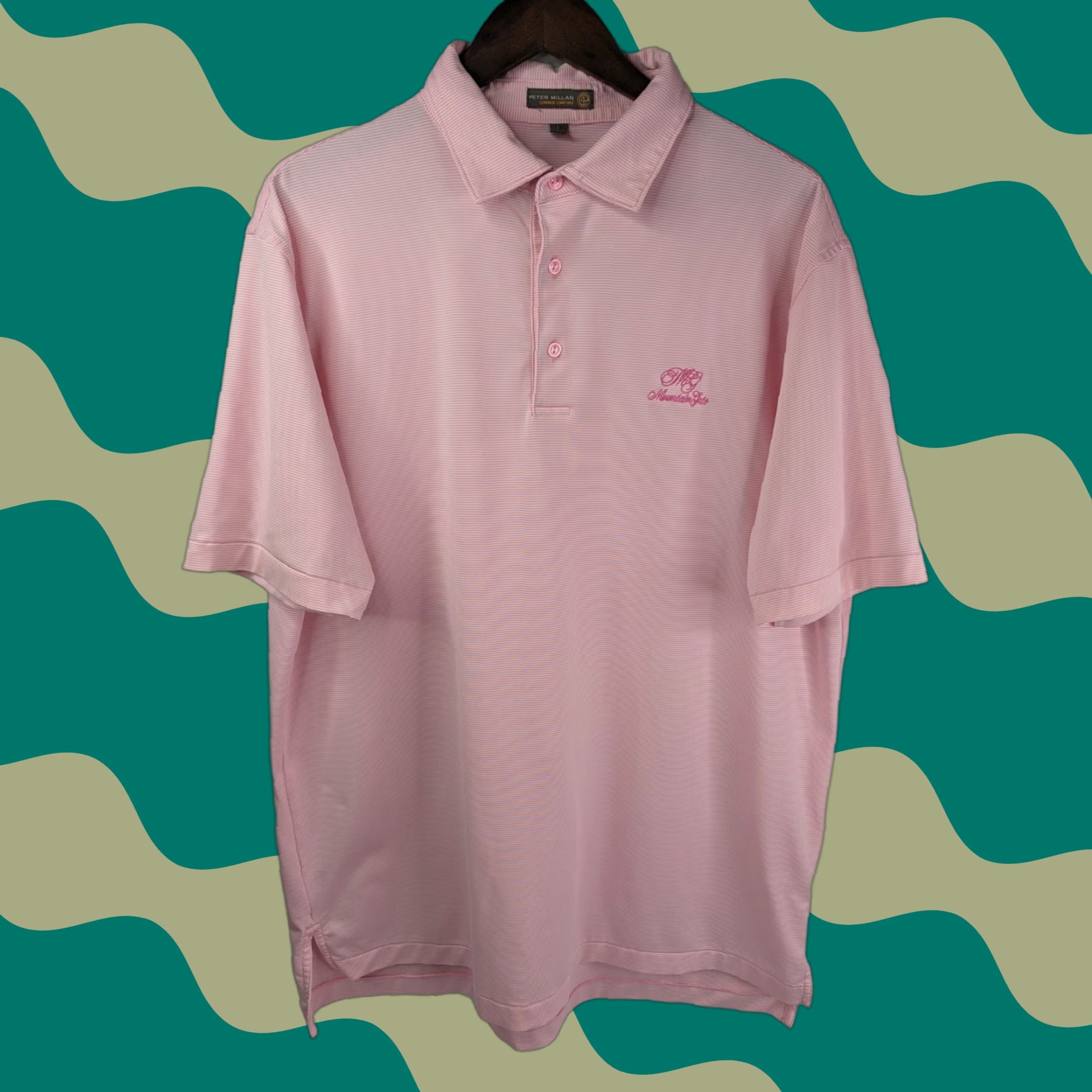 Peter Millar VINTAGE Peter Millar Summer Comfort E4 Polo Mountain Gate Golf Shirt Mens L Pink Striped Size US L / EU 52-54 / 3 - 1 Thumbnail