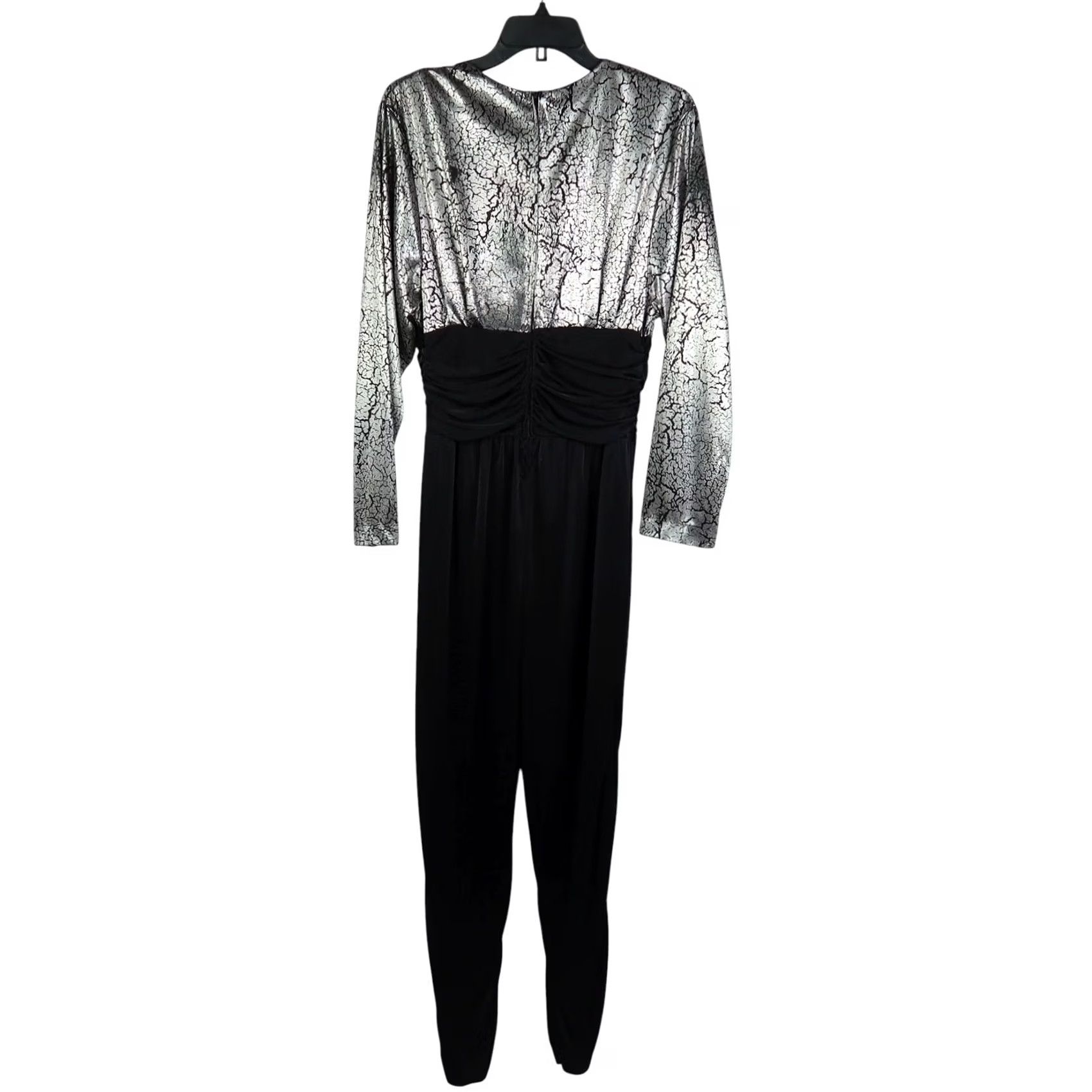 Vintage VINTAGE Calhoun Jumpsuit One-Piece Metallic Silver and Black 80s 90s Zip Ladies S Size 28" / US 6 / IT 42 - 3 Thumbnail